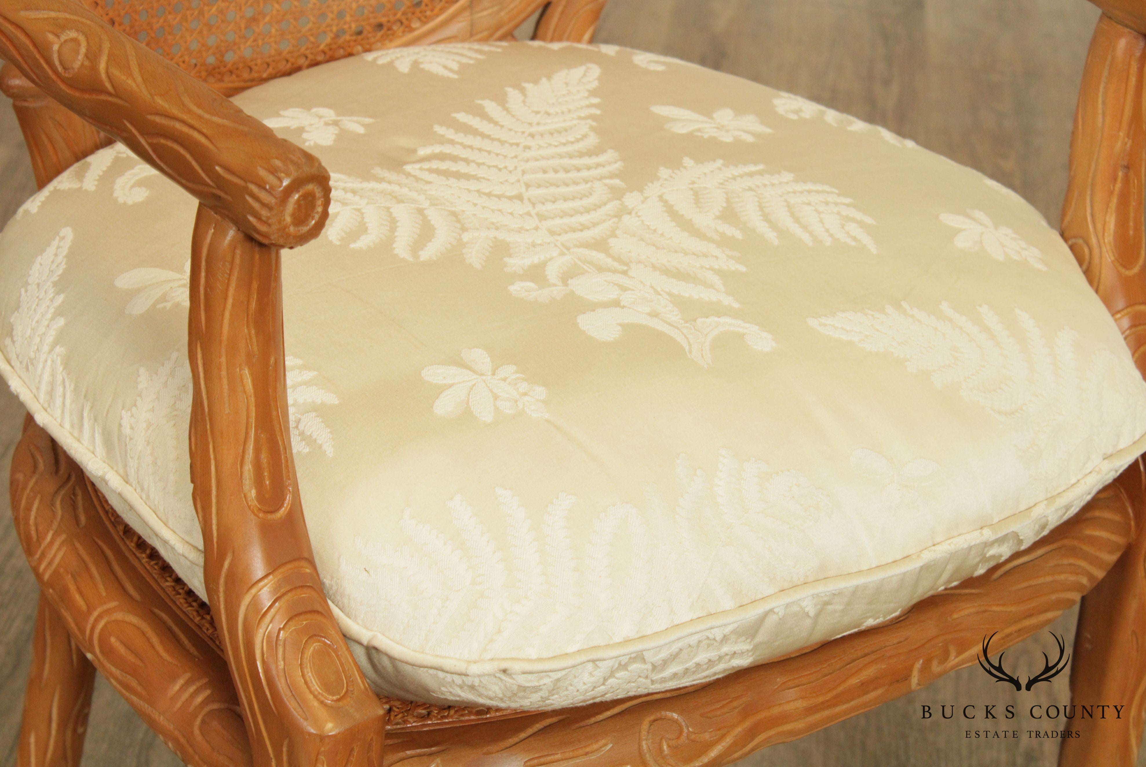 Louis XVI Style Faux Bois Pair Armchairs