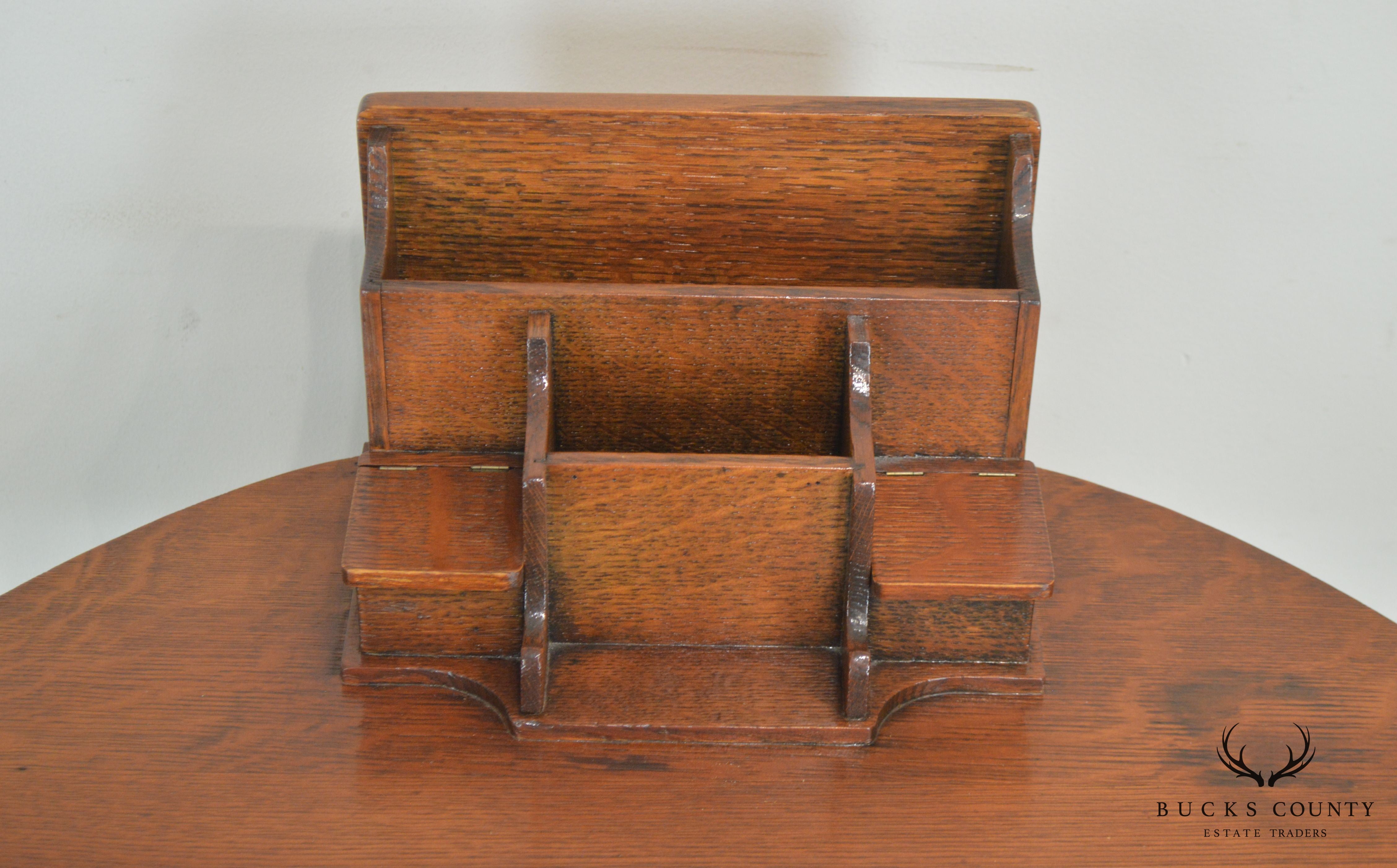 Antique Mission Oak Arts and Crafts Half Round Desk