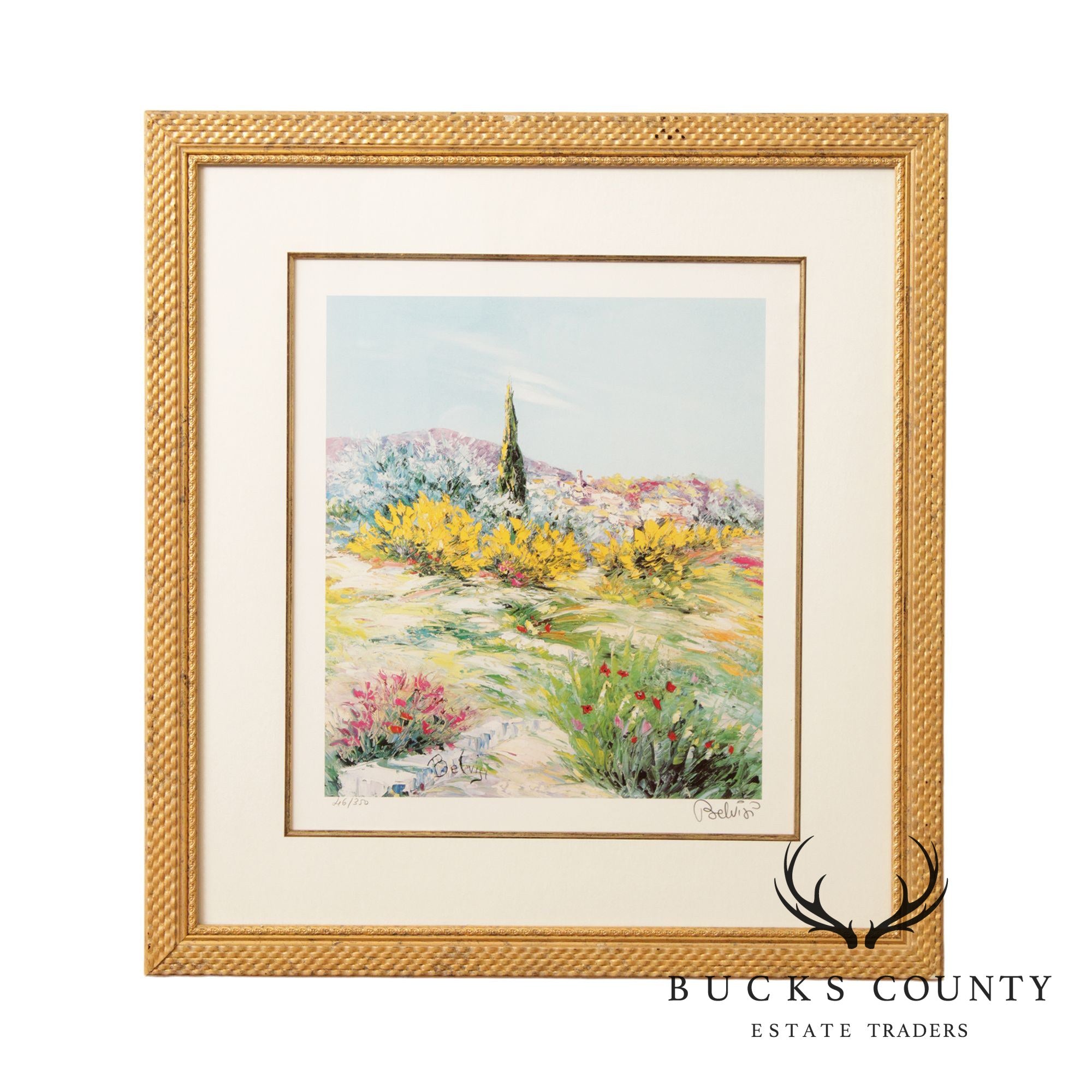 Vintage Impressionist Landscape 'Summer Light' Lithograph, by 'Belvis'
