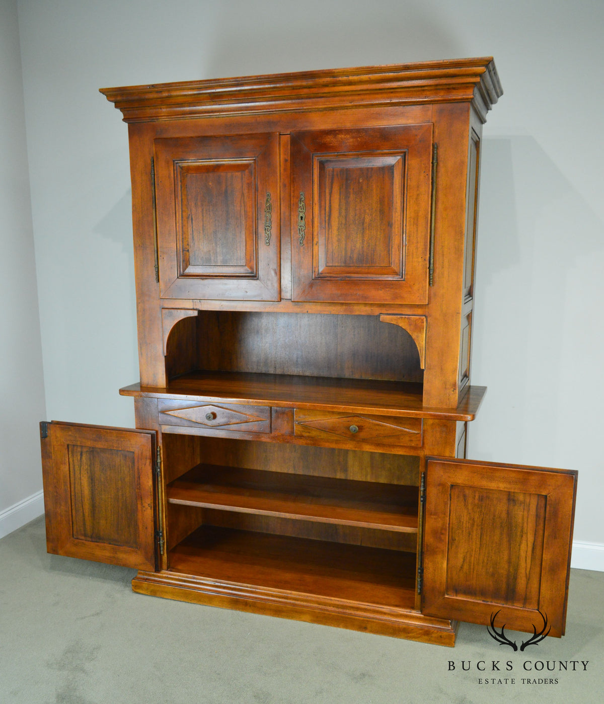 Italian Walnut Large Stepback Cupboard