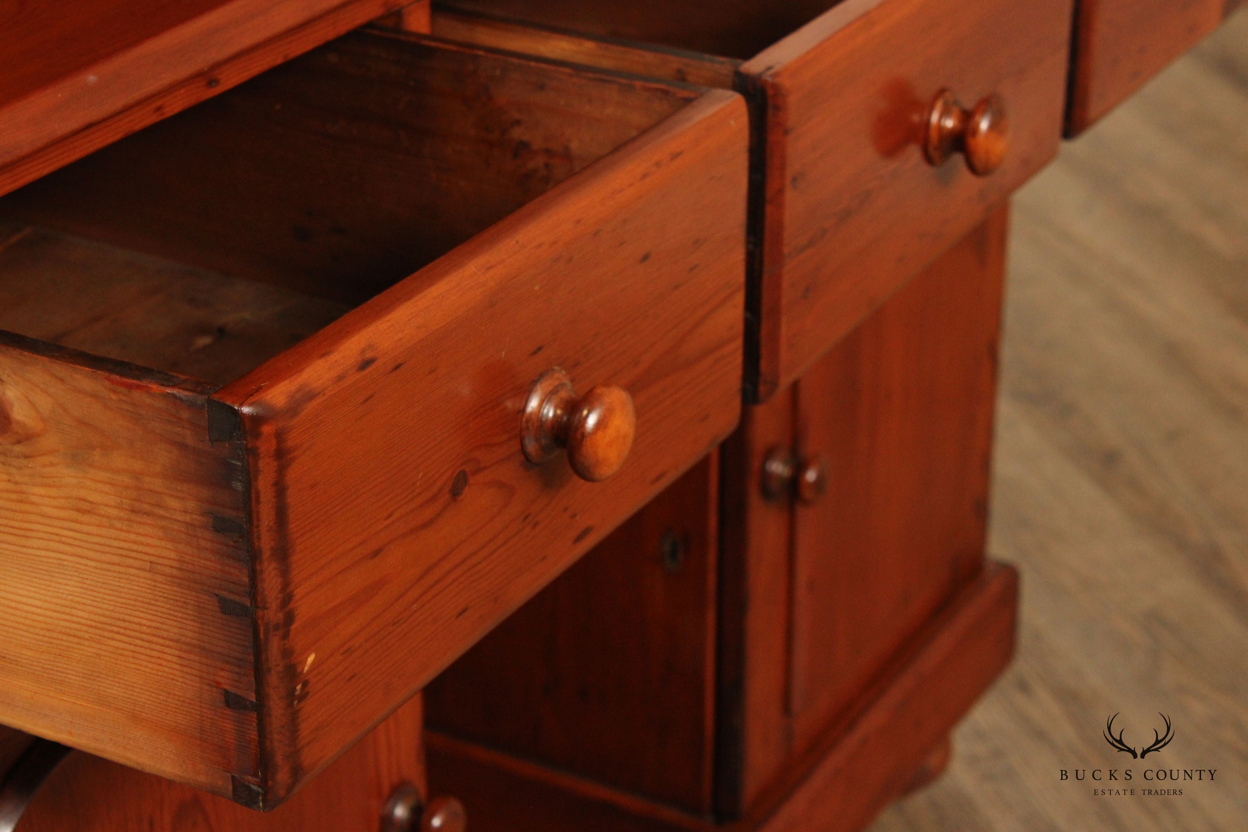 Antique 19th C. Early American Pine Cupboard Hutch