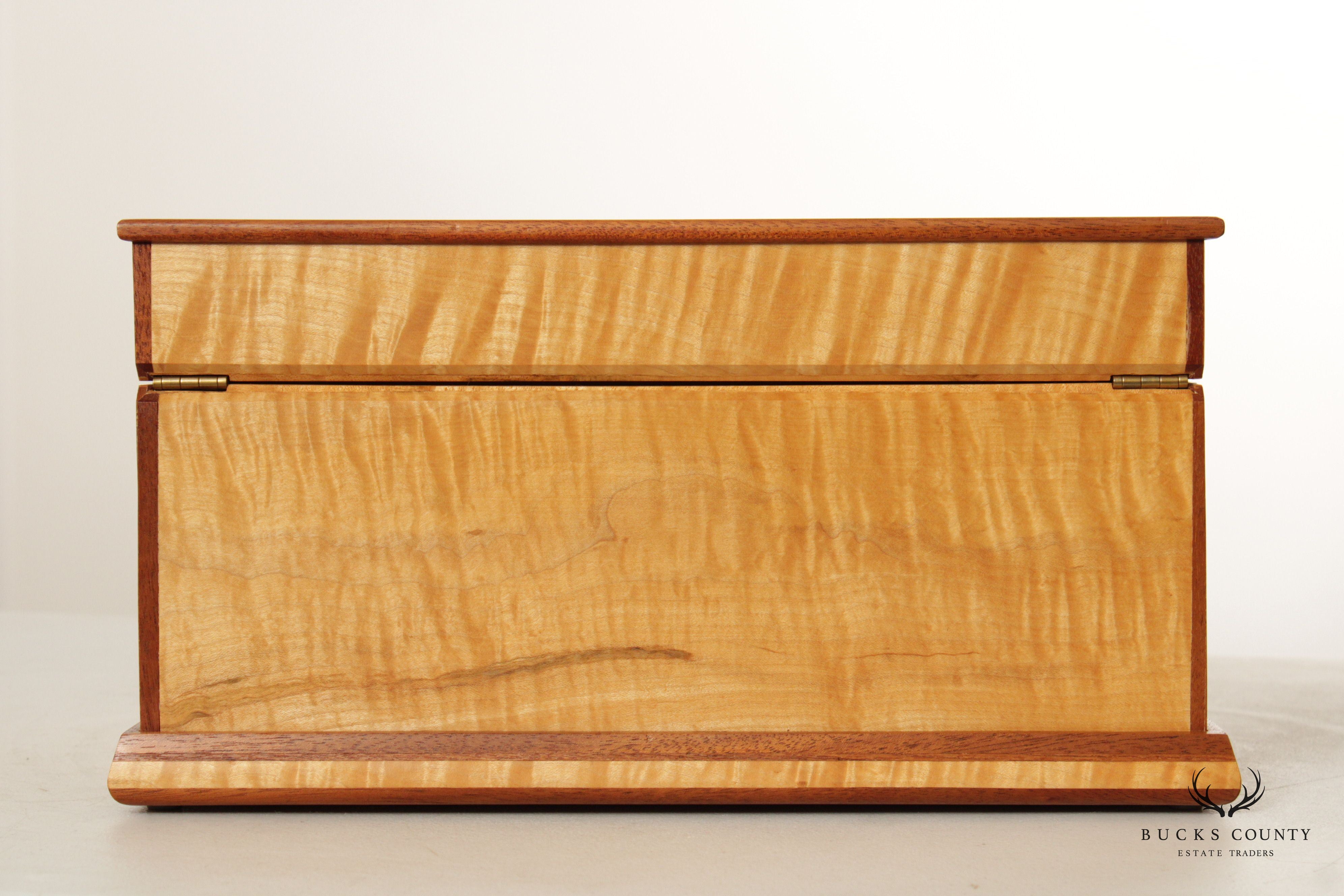 Hand Crafted Inlaid Tiger Maple Cigar Box Humidor