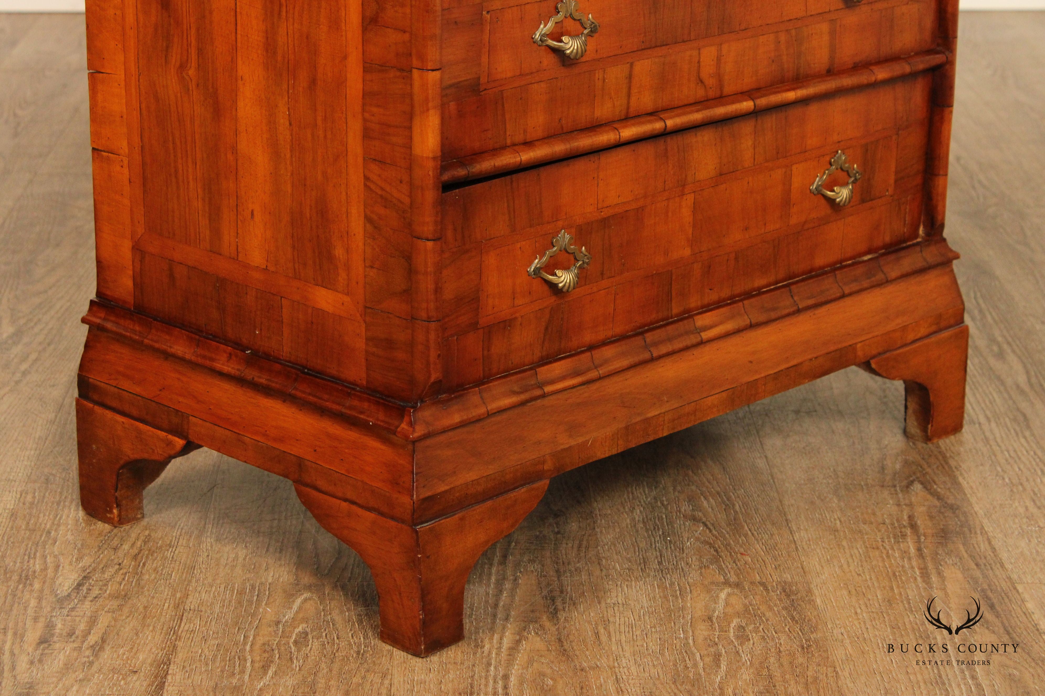 Antique Italian Burl Walnut Mirrored Secretary Desk