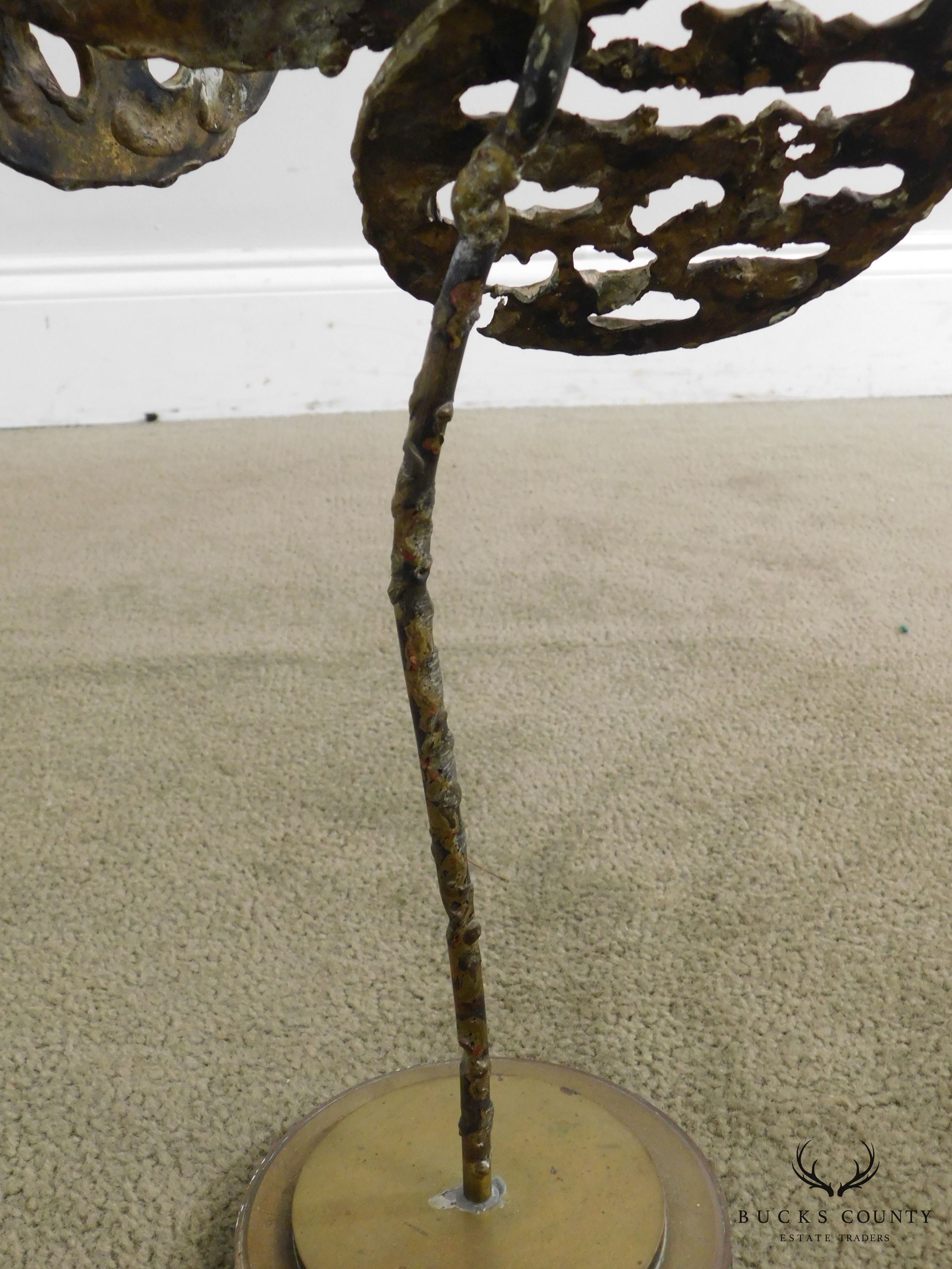 Mid Century Modern Bronze Abstract Floating Disc Sculpture
