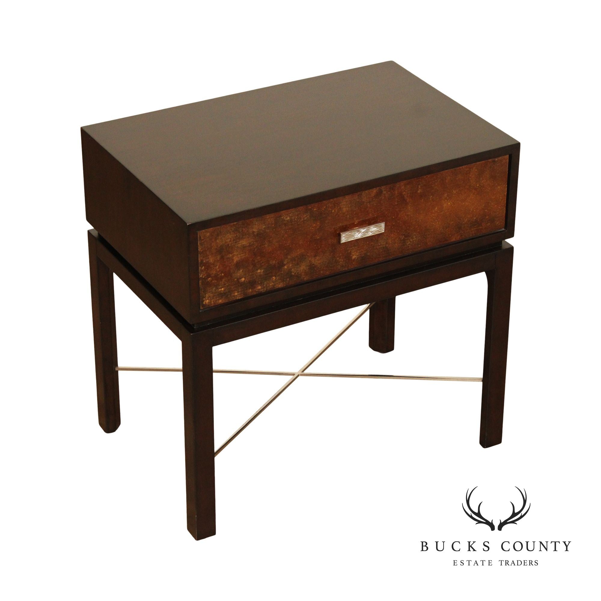Theodore Alexander Contemporary 'Gold Leaf' One-Drawer Side Table