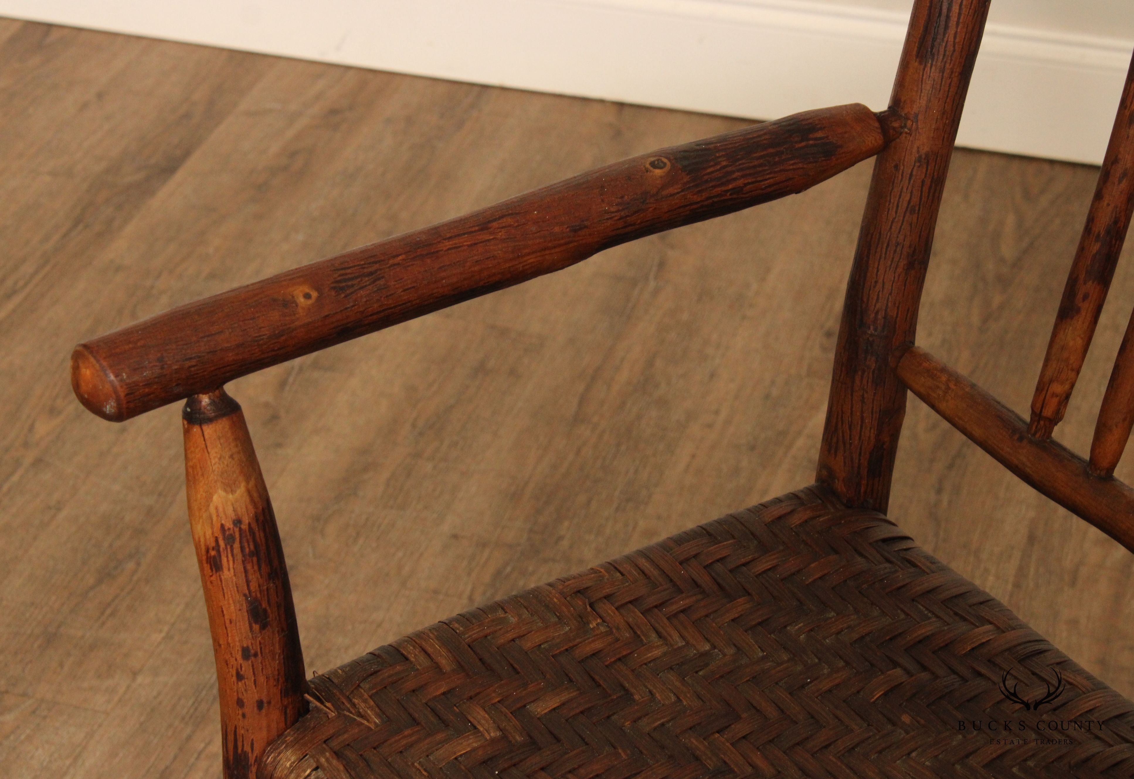 Antique Rustic Hickory Furniture Co Adirondack Style Armchair
