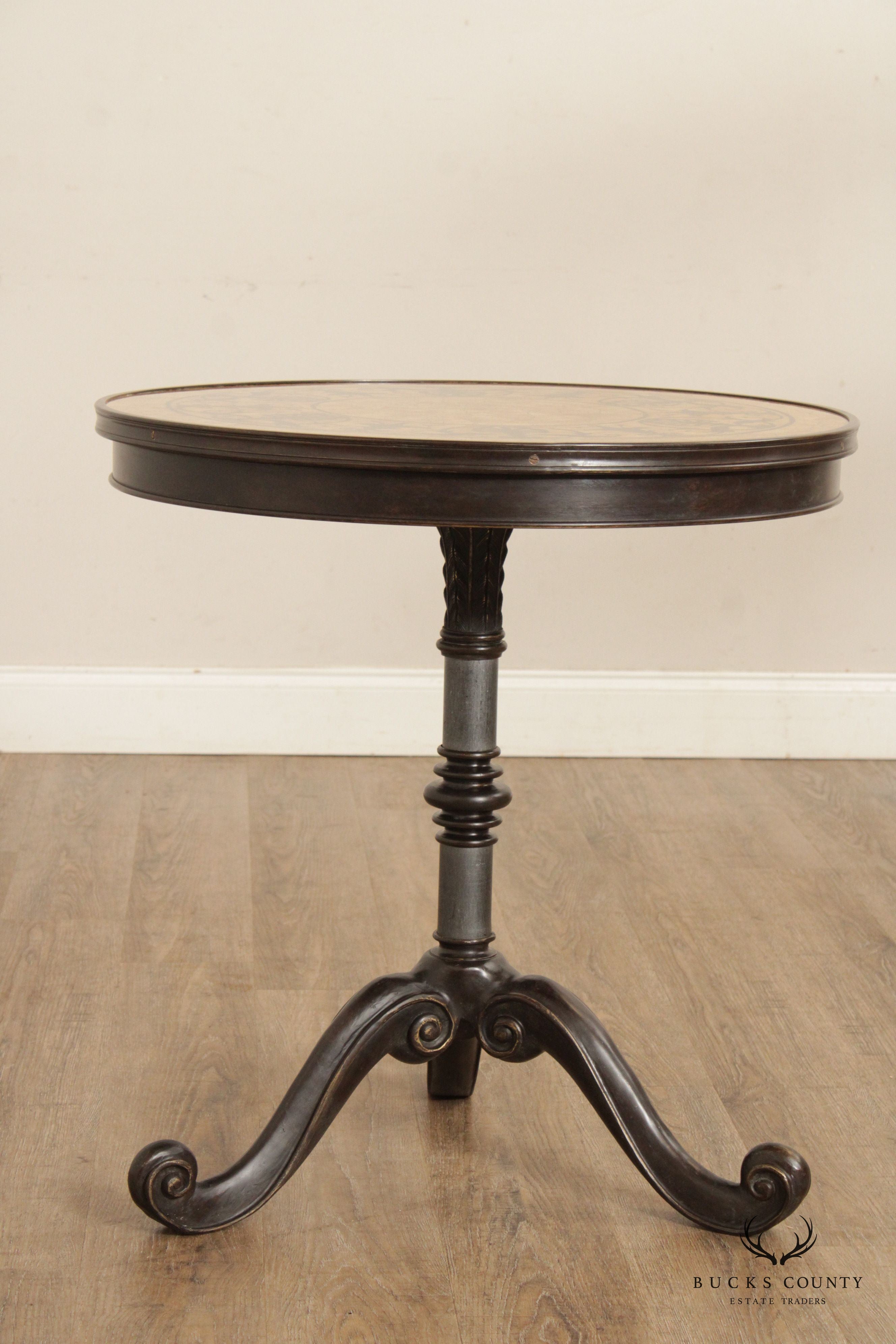 Classical Style Round Mosaic Top Bronze Side Table