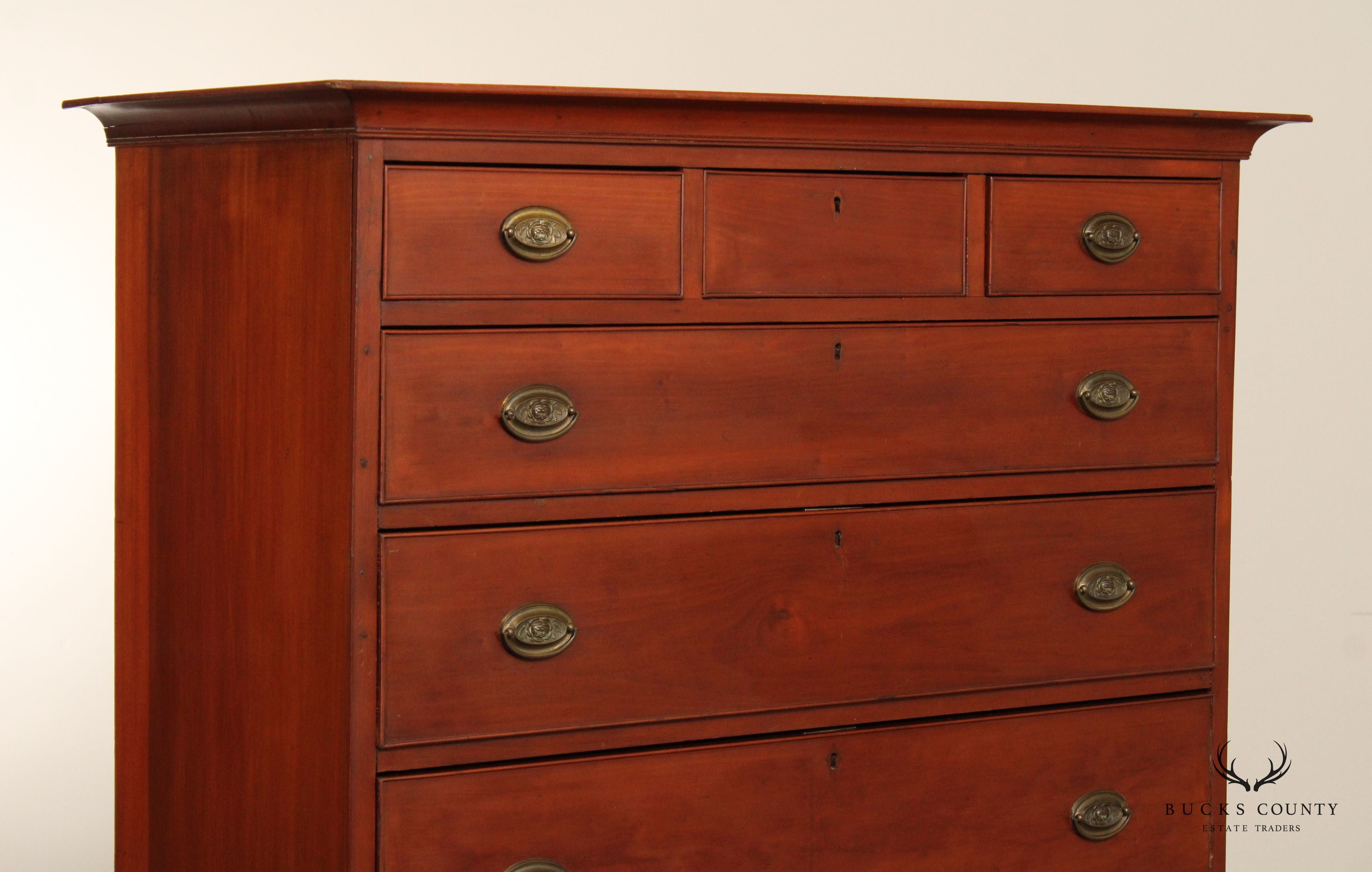 Antique American Cherry Hepplewhite Tall Chest of Drawers