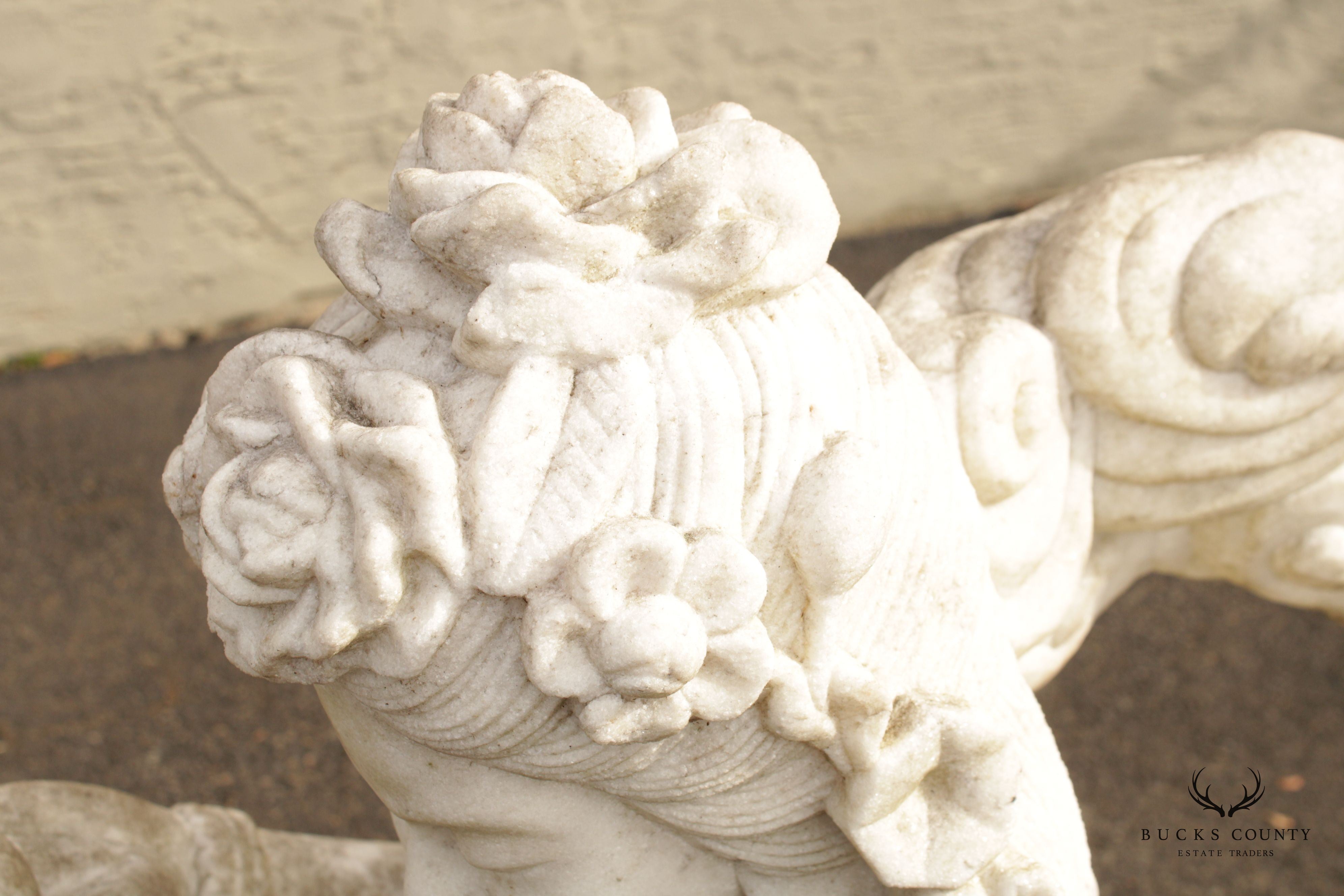 Asian Style Large Figural Marble Outdoor Garden Statue