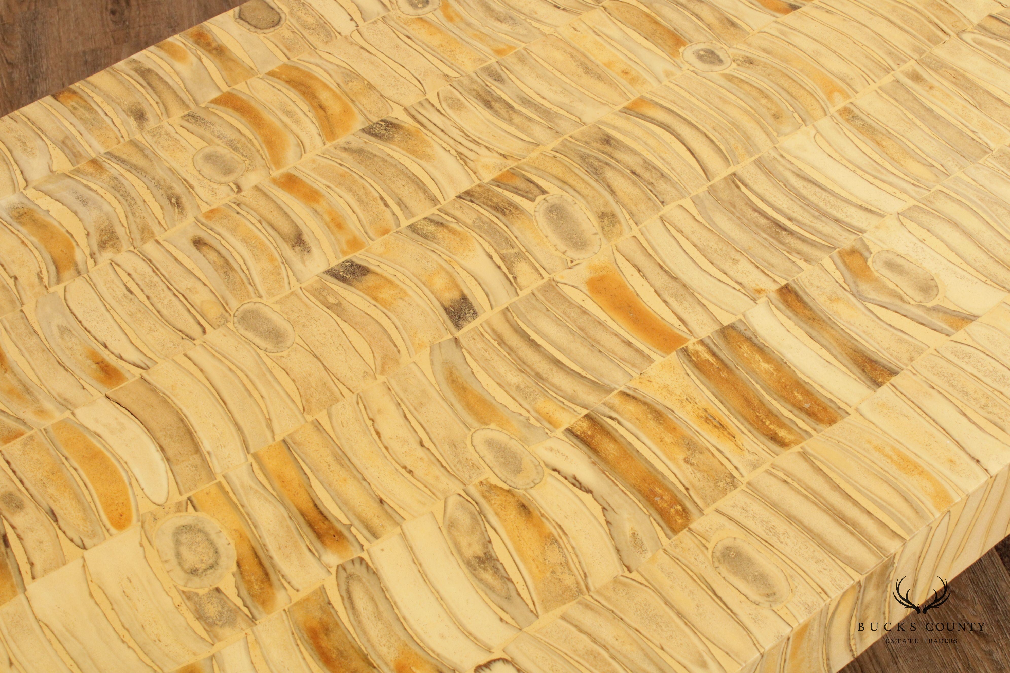 Mid Century Modern Tessellated Wood Large Coffee Table