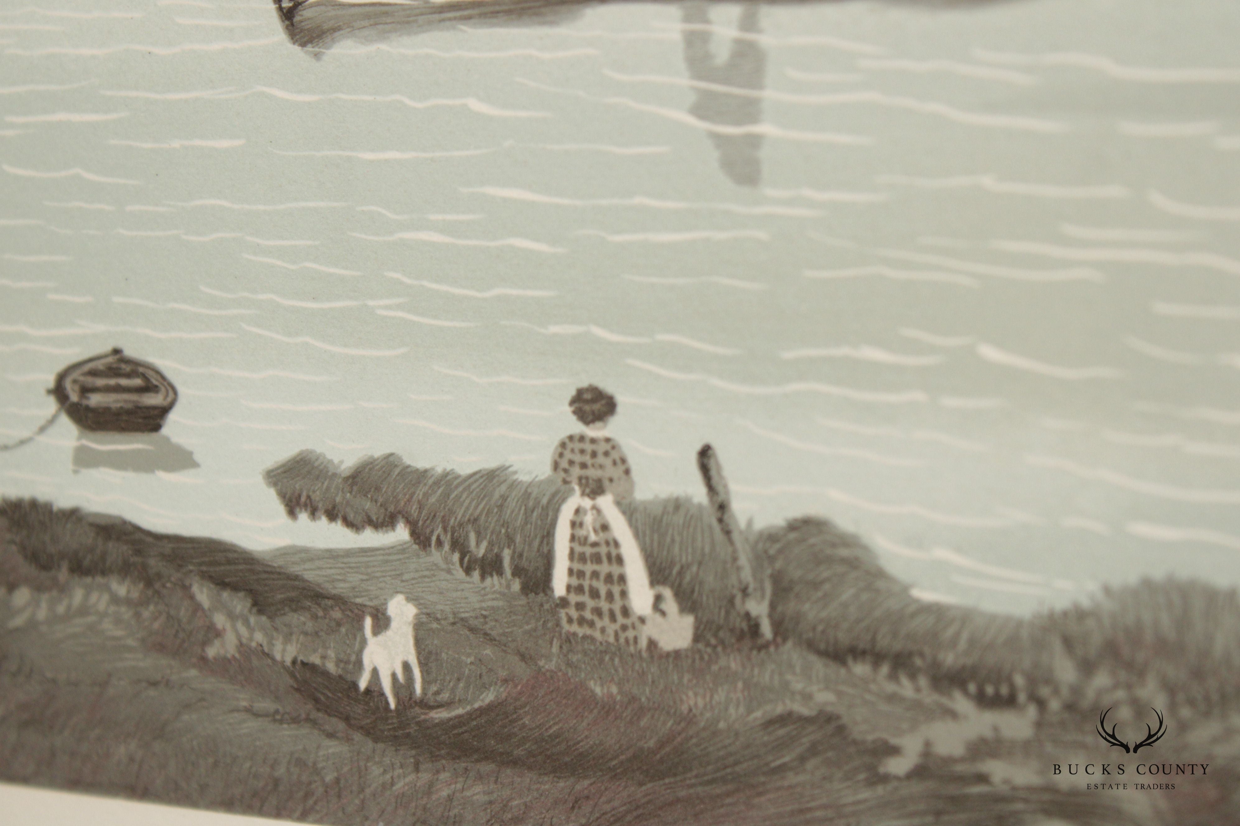 Michel Delacroix 'L'abbaye de Paray le Monial' Lithograph Print, Custom Framed