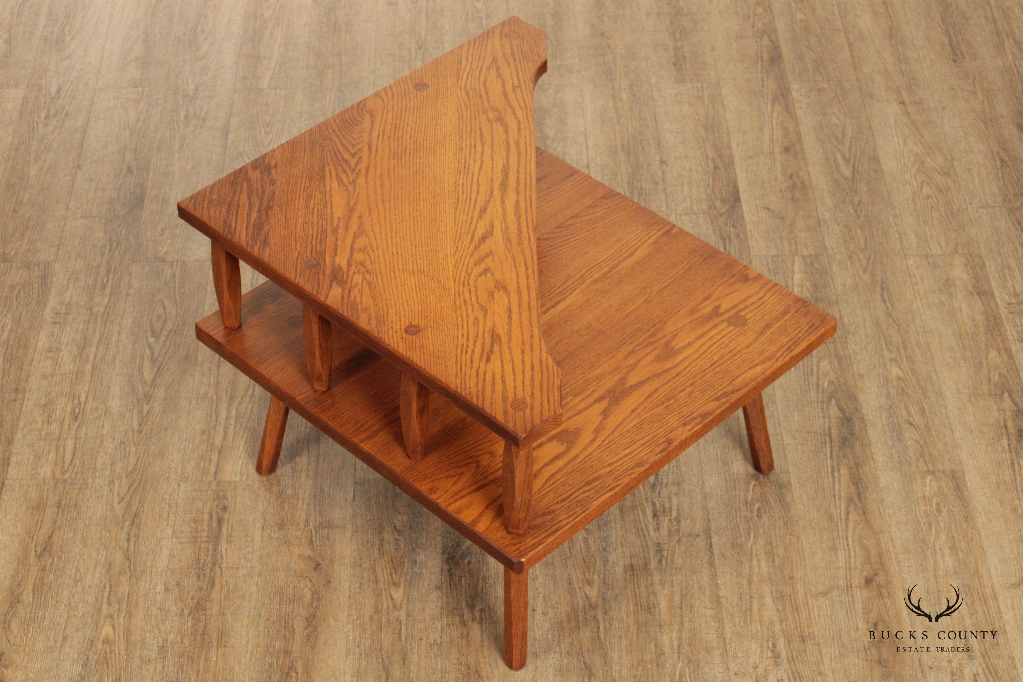 Hunt Country Furniture Two Tier Oak Corner Table