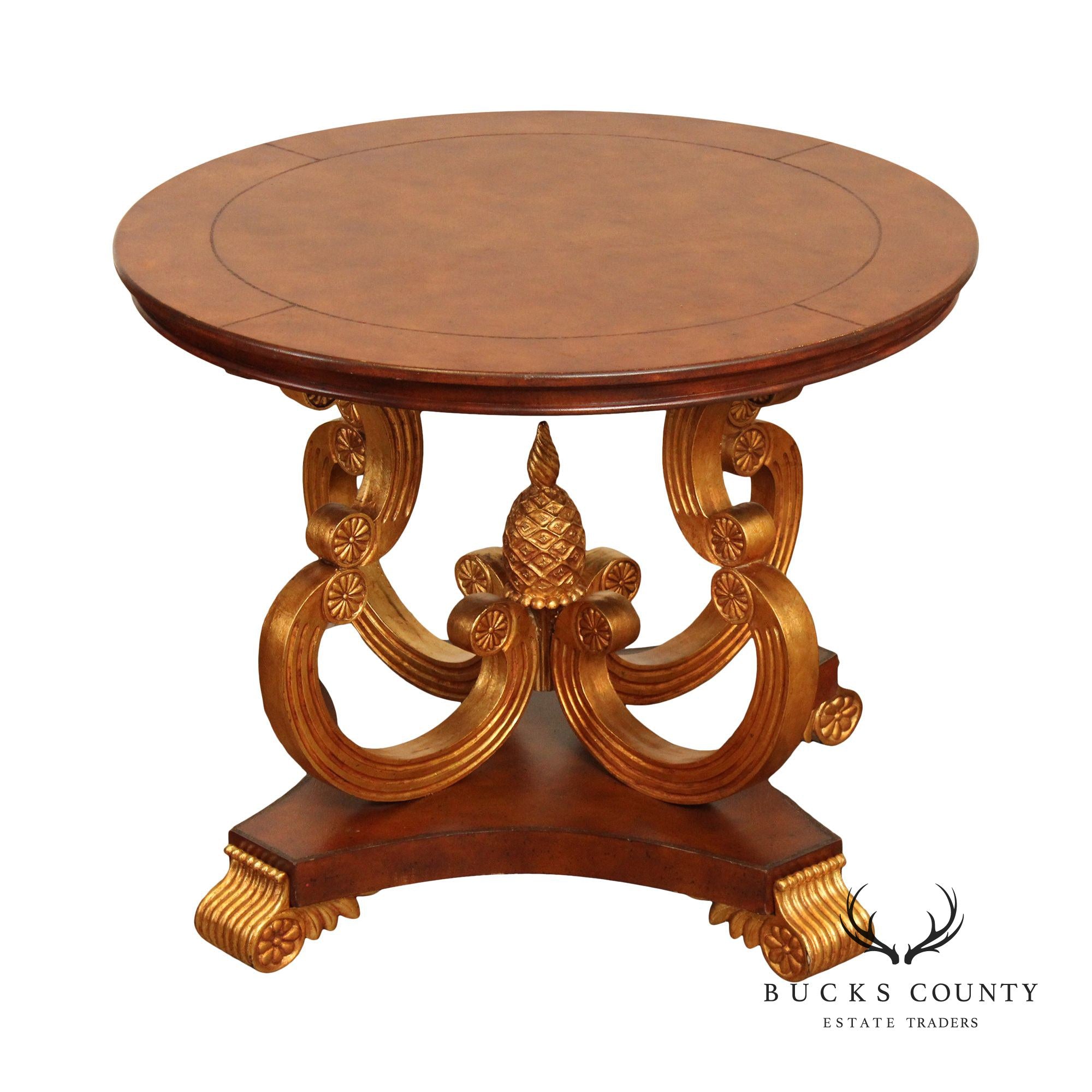 Empire Style Partial Gilt Pedestal Center Table