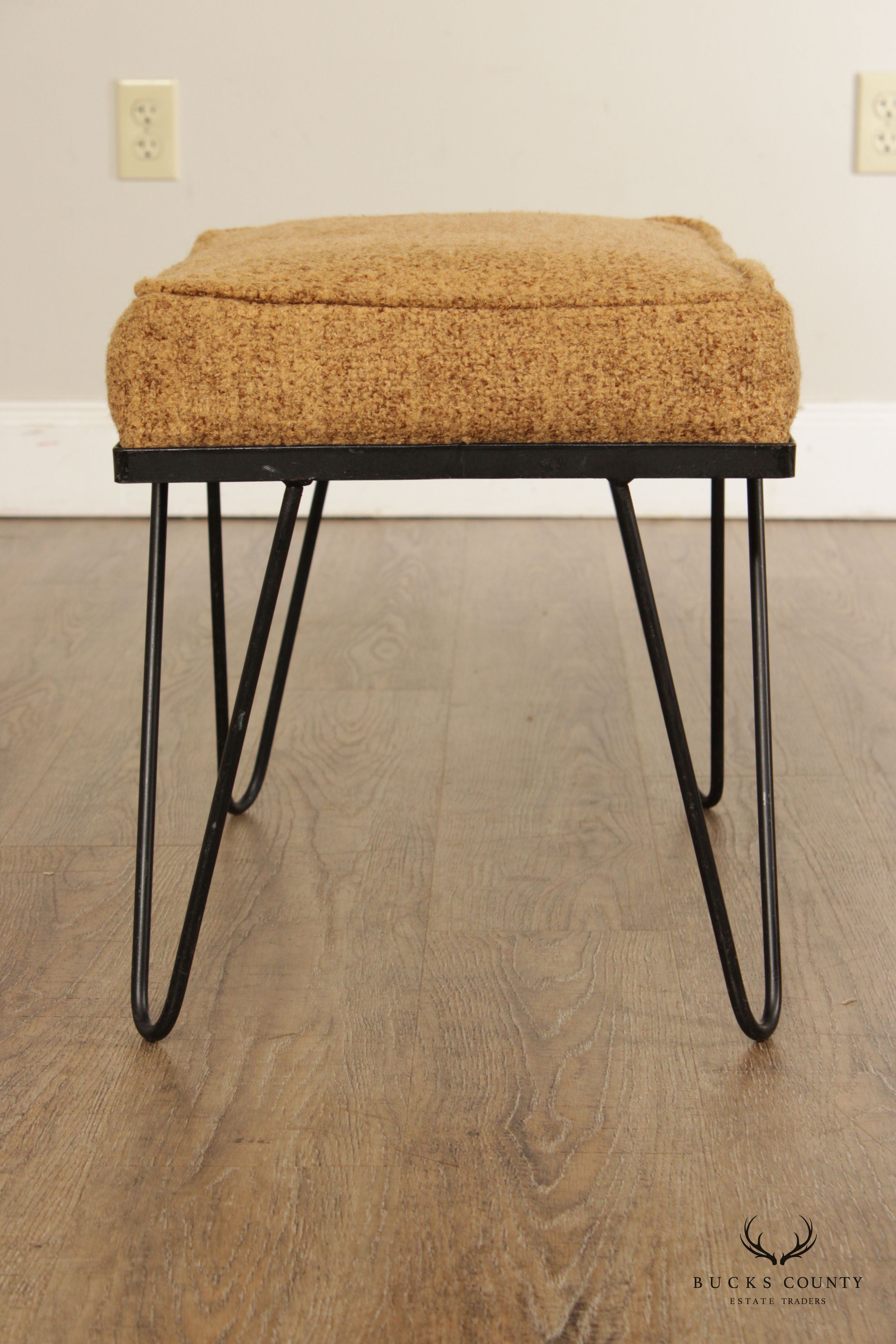 Mid Century Modern Wrought Iron Vanity Bench