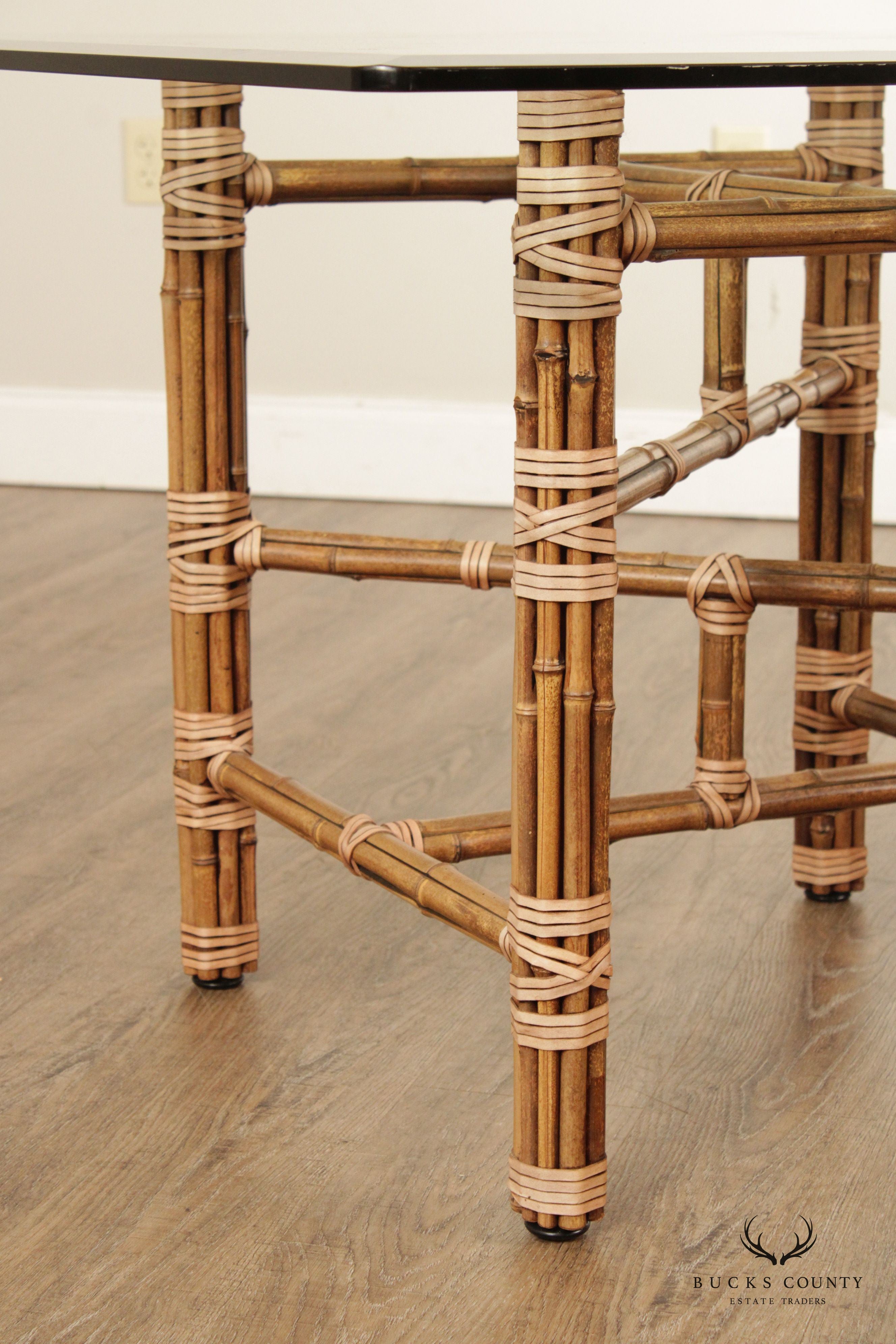 McGuire Bamboo and Glass Top Dining Table
