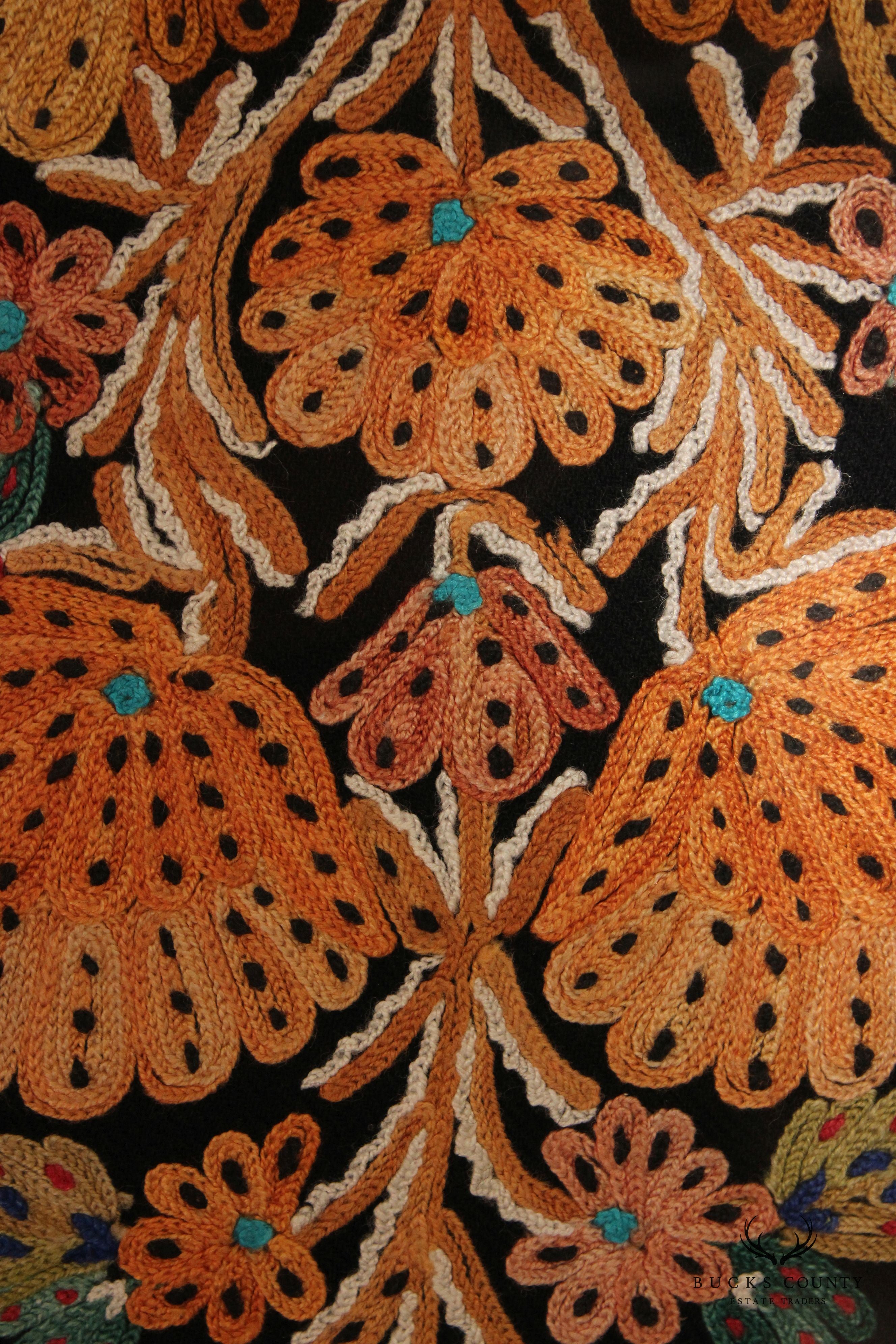 Kashmiri Style Hand Embroidered Crewel Framed Textile