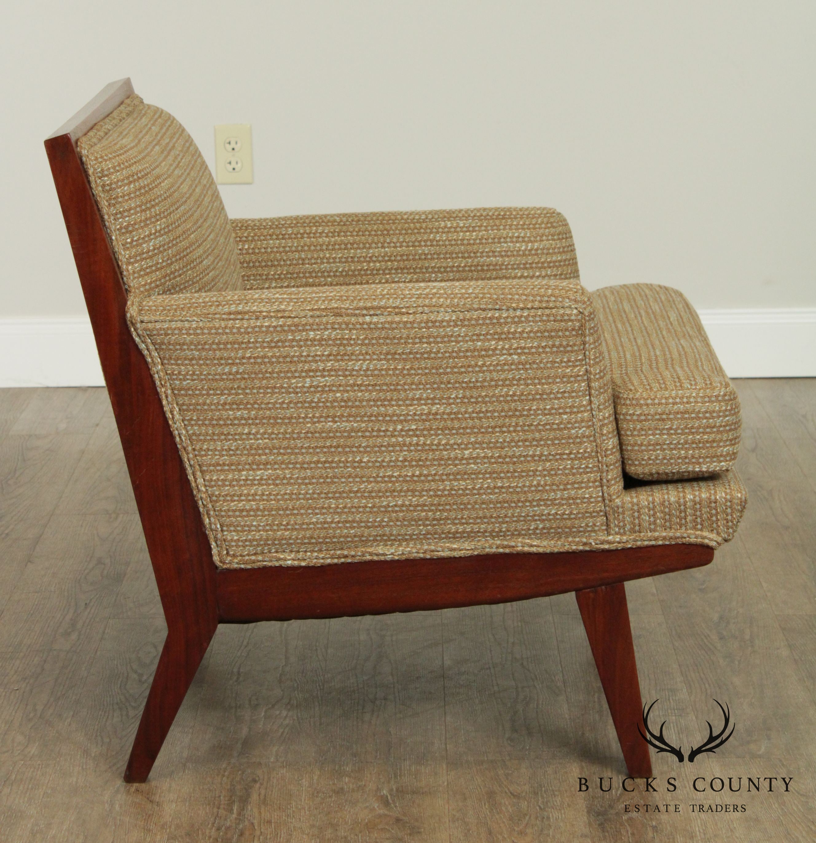 Mid Century New Hope School Walnut Upholstered Lounge Chair