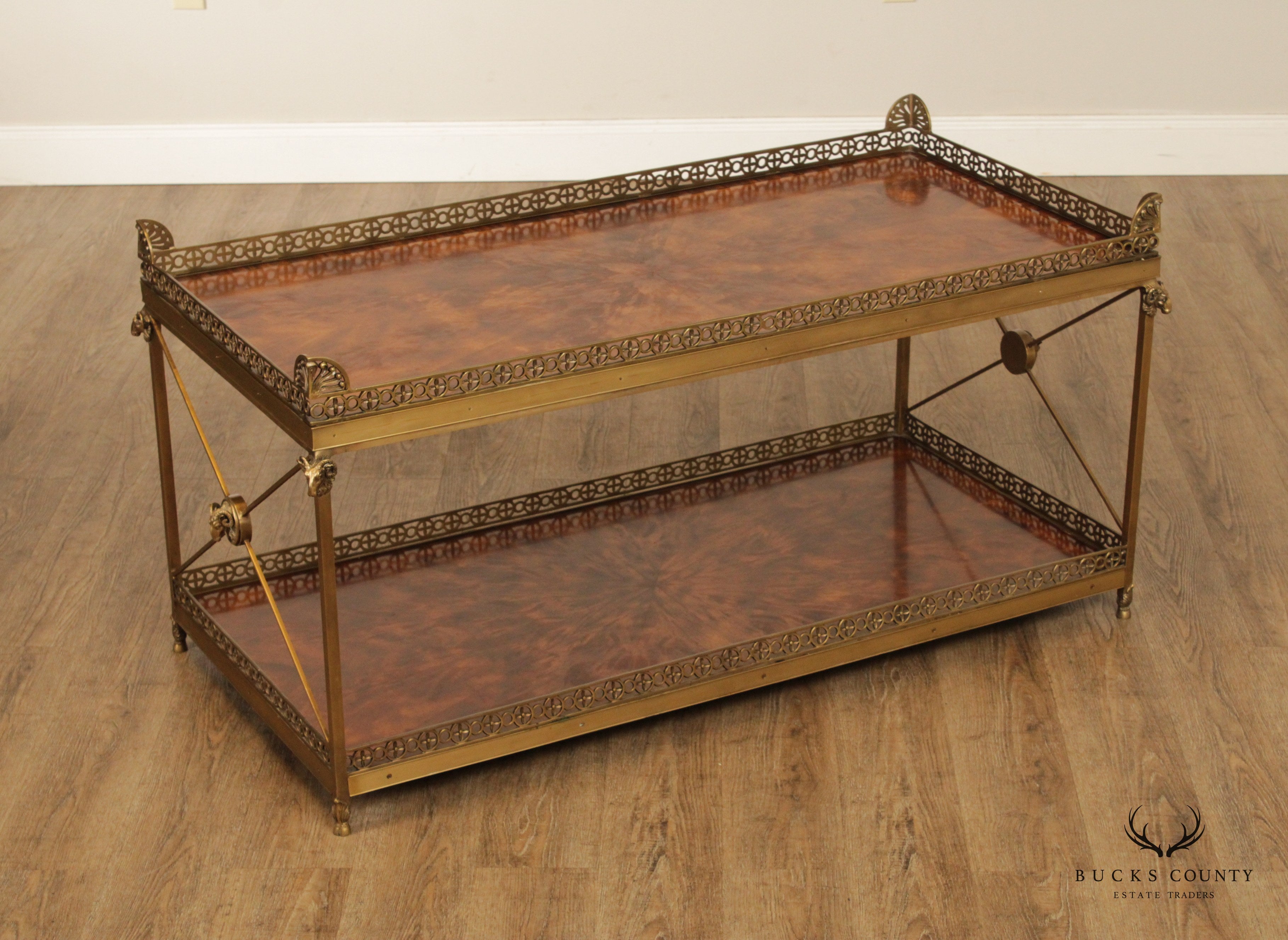 Theodore Alexander 'Althorp' Regency Style Mahogany and Brass Two Tier Coffee Table