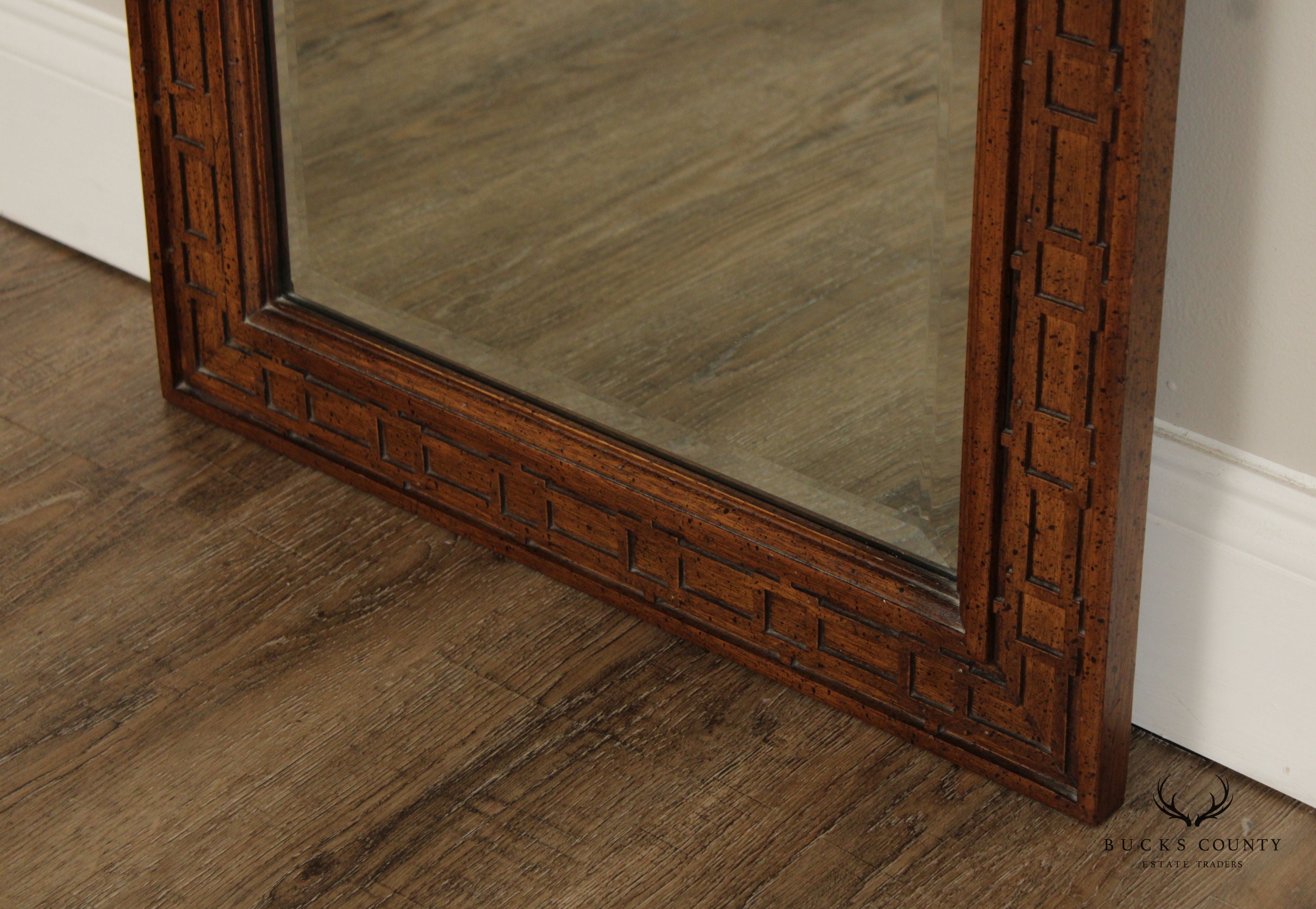 Century Furniture Chinese Chippendale Style Vintage Pair Of Rectangular Beveled Wall Mirrors