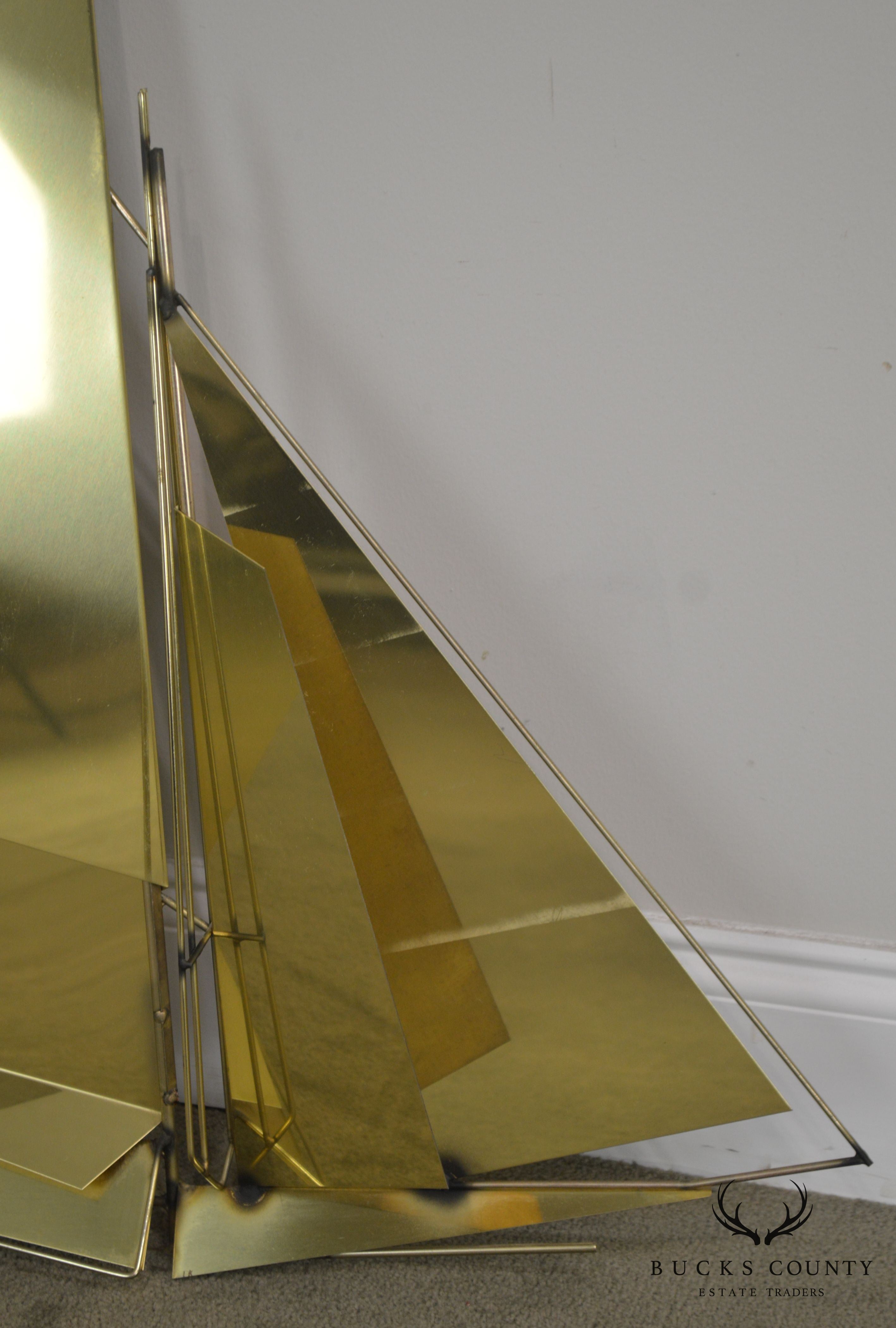 Curtis Jere Large Brass Wall Sculpture of Sailboat