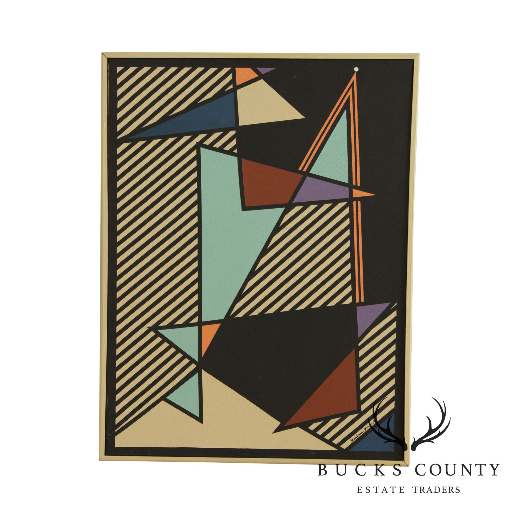 Barbara Frank Untitled Abstract Geometric Postmodern Framed, Oil Painting on Canvas