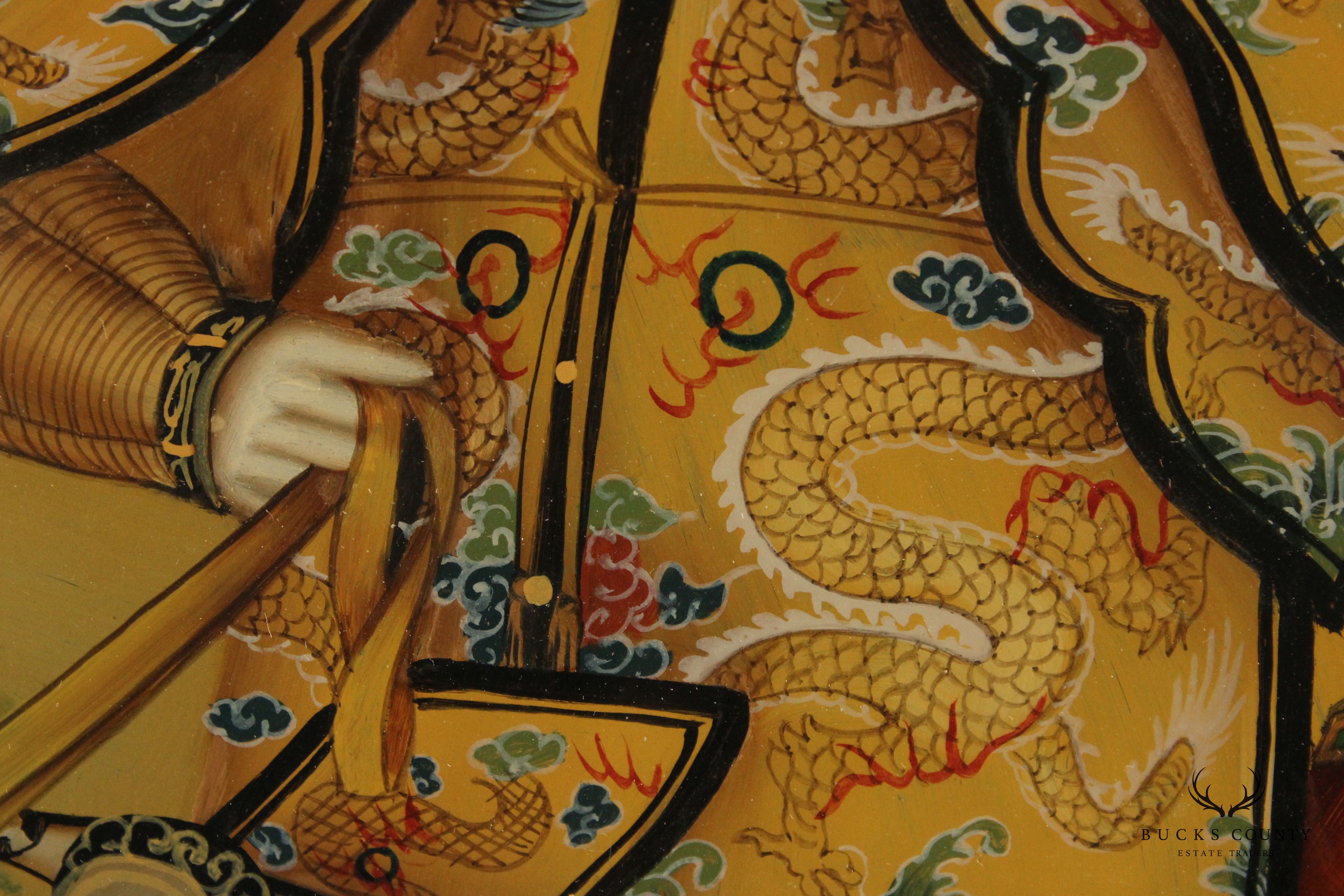 Chinese 'The Qianlong Emperor in Ceremonial Armor on Horseback' Reverse Portrait Portrait, After Giuseppe Castiglione