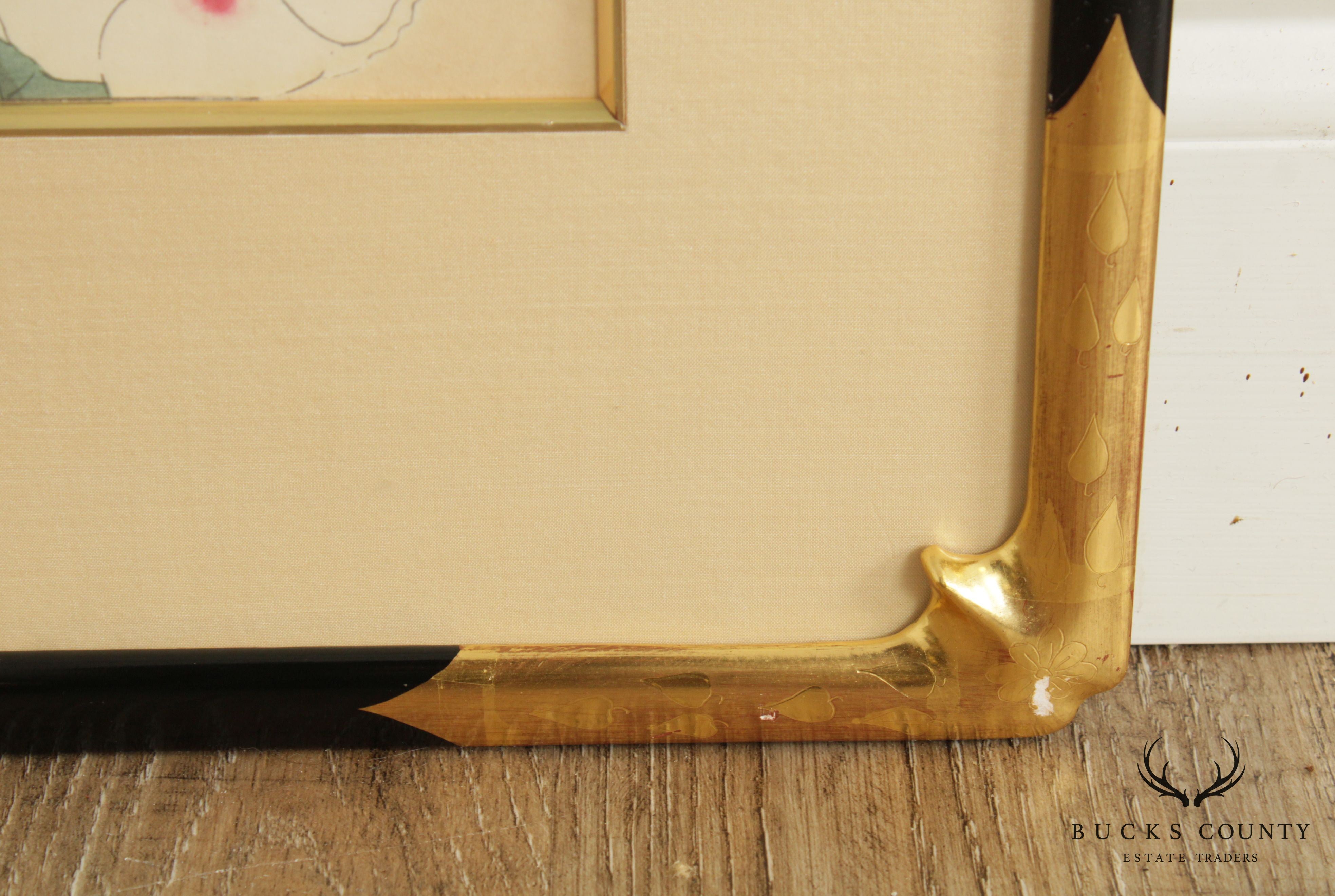 Vintage Asian Style Custom Framed Floral Print