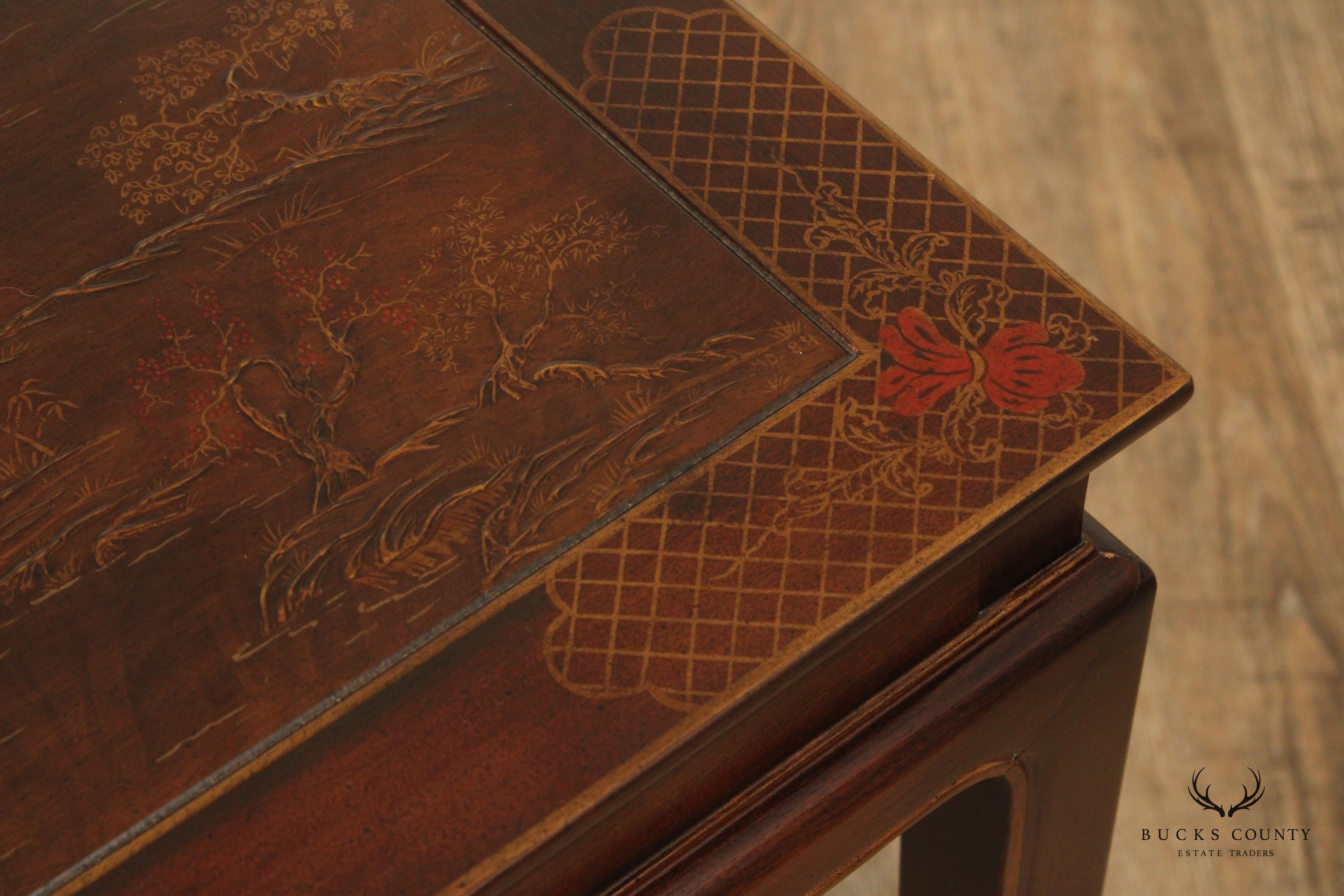 Henredon Chinoiserie Decorated Mahogany Side Table