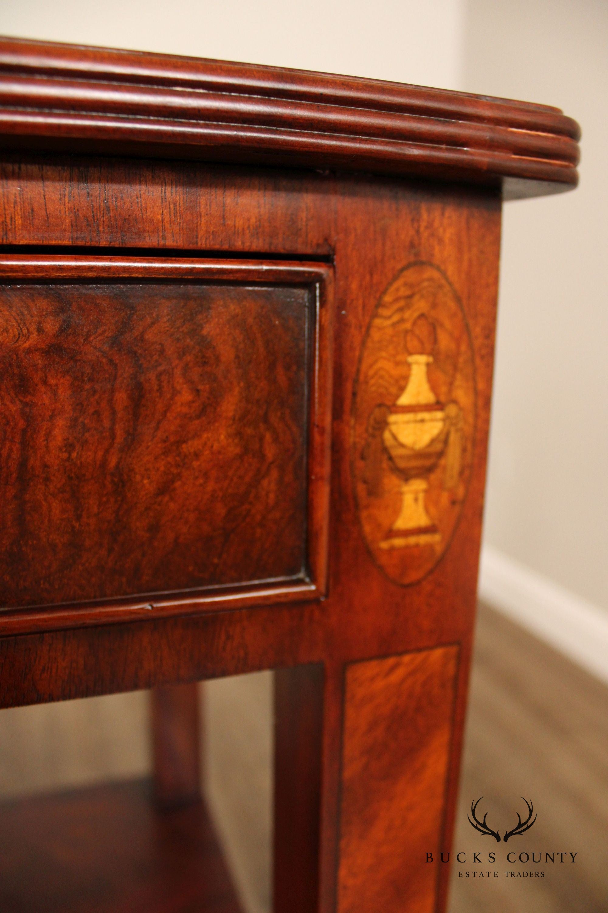 Maitland Smith Regency Style Inlaid Mahogany Two-Tier Server