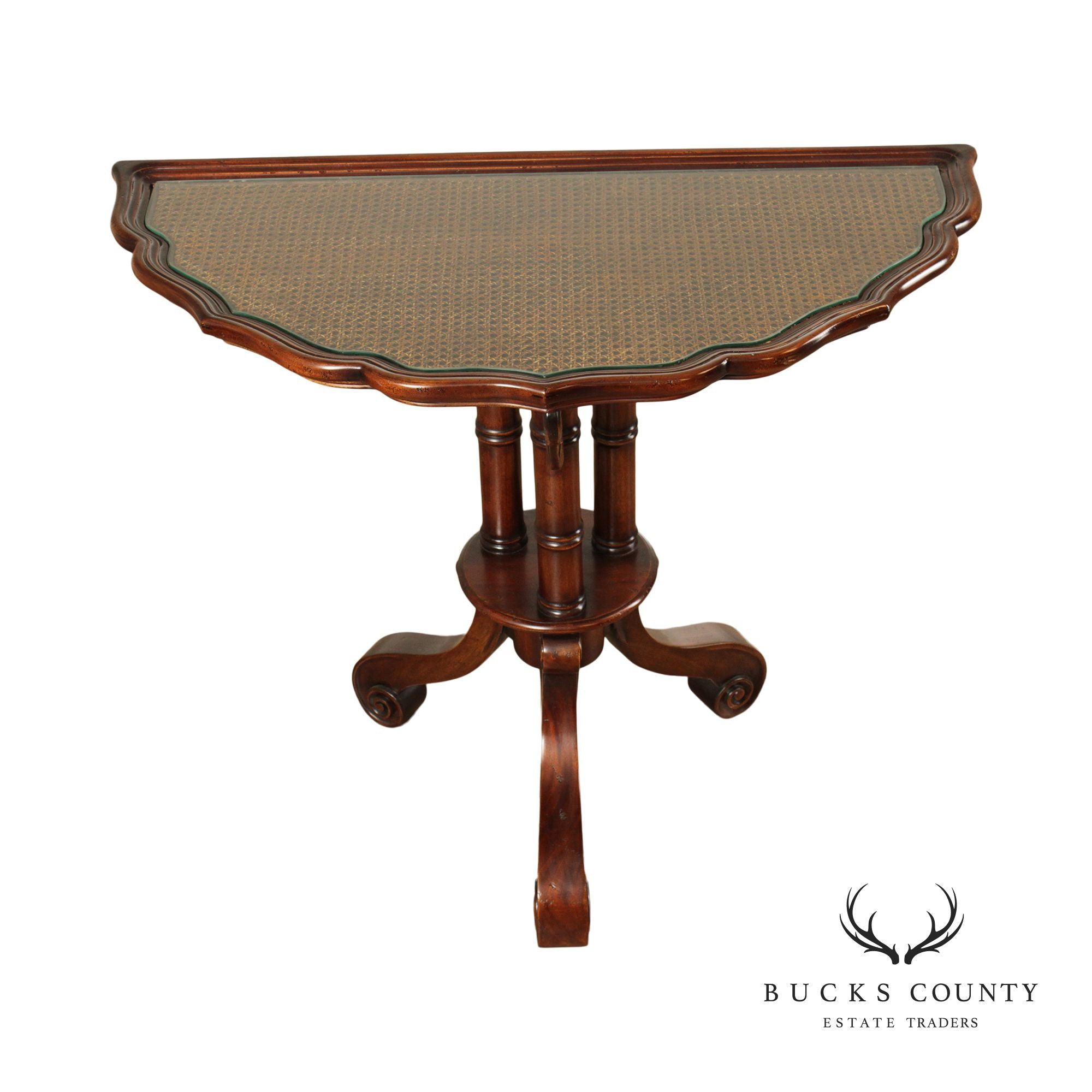 Georgian Style Mahogany Scalloped Edge Demilune Table