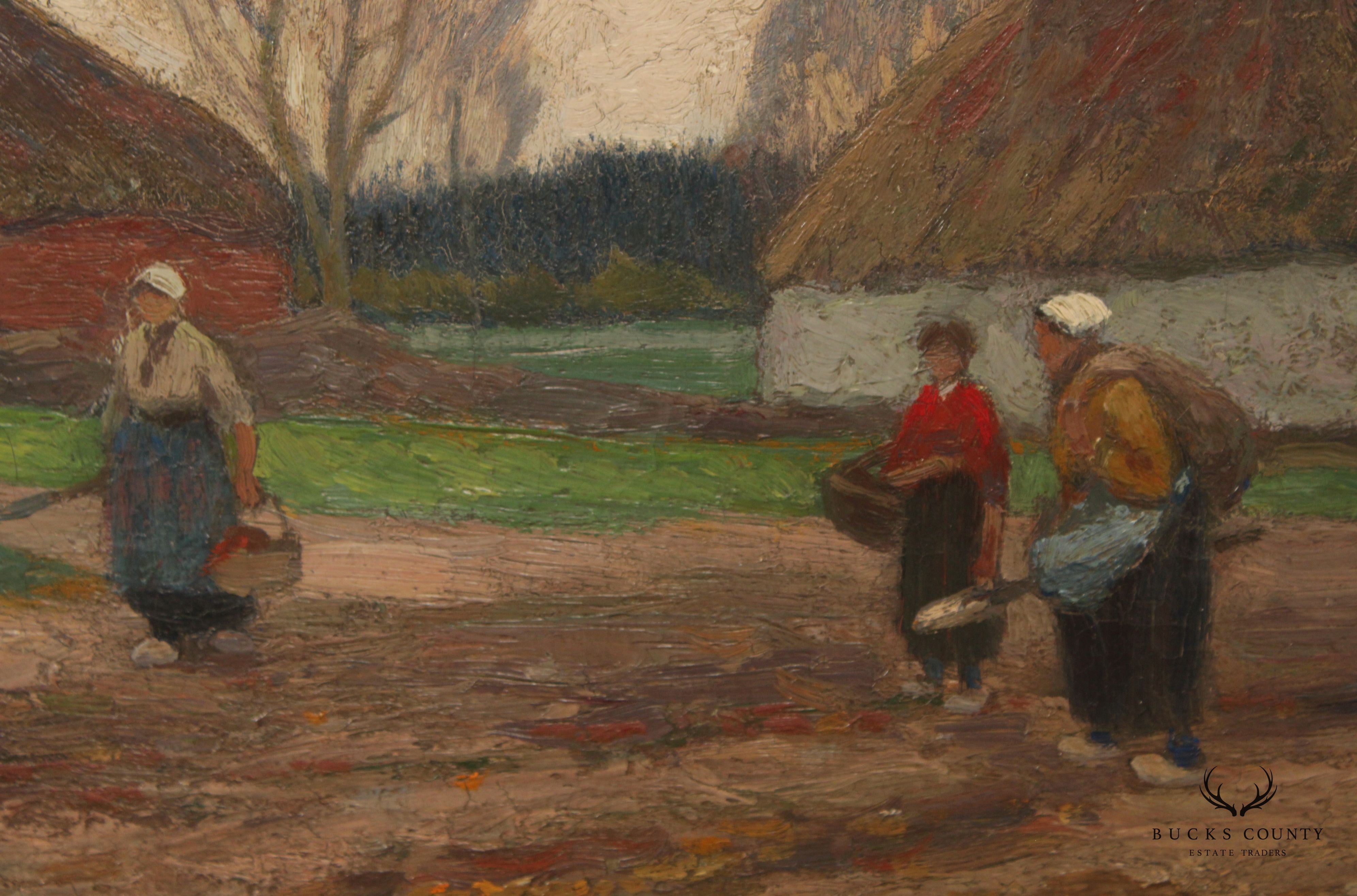 Antique German Village Original Oil Painting, by Eugen Kampf