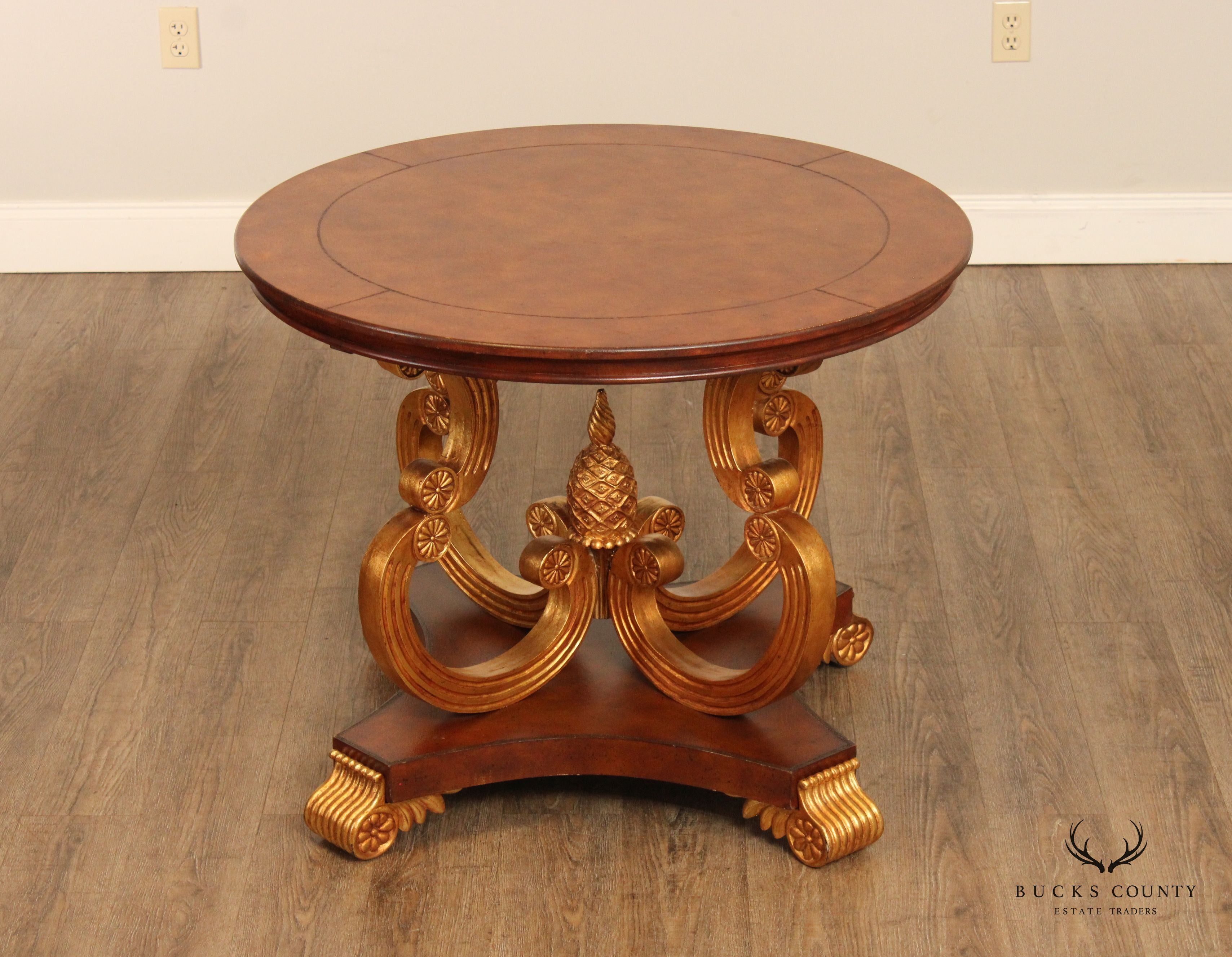 Empire Style Partial Gilt Pedestal Center Table