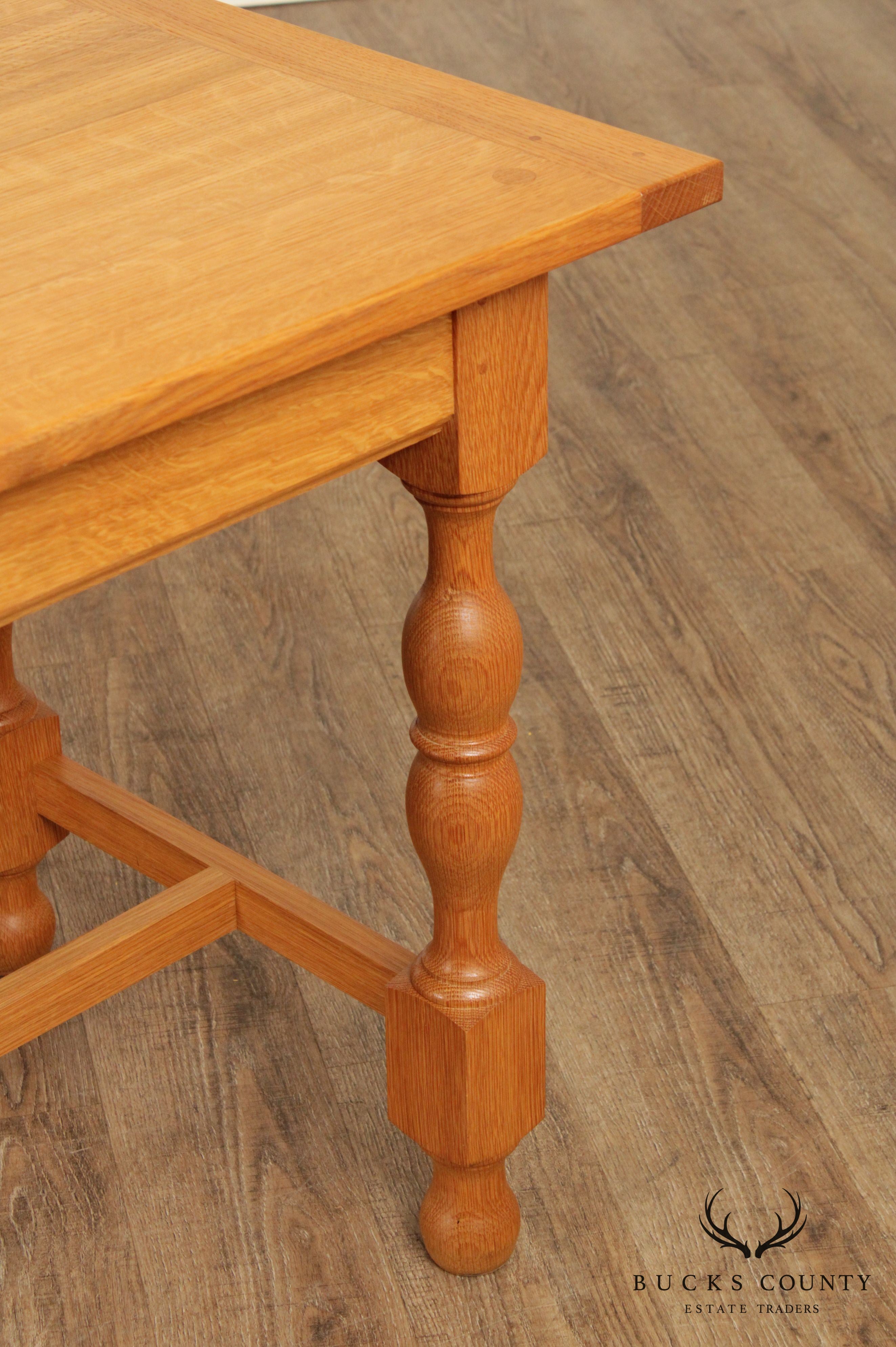 Vintage Custom Crafted Oak Trestle Table