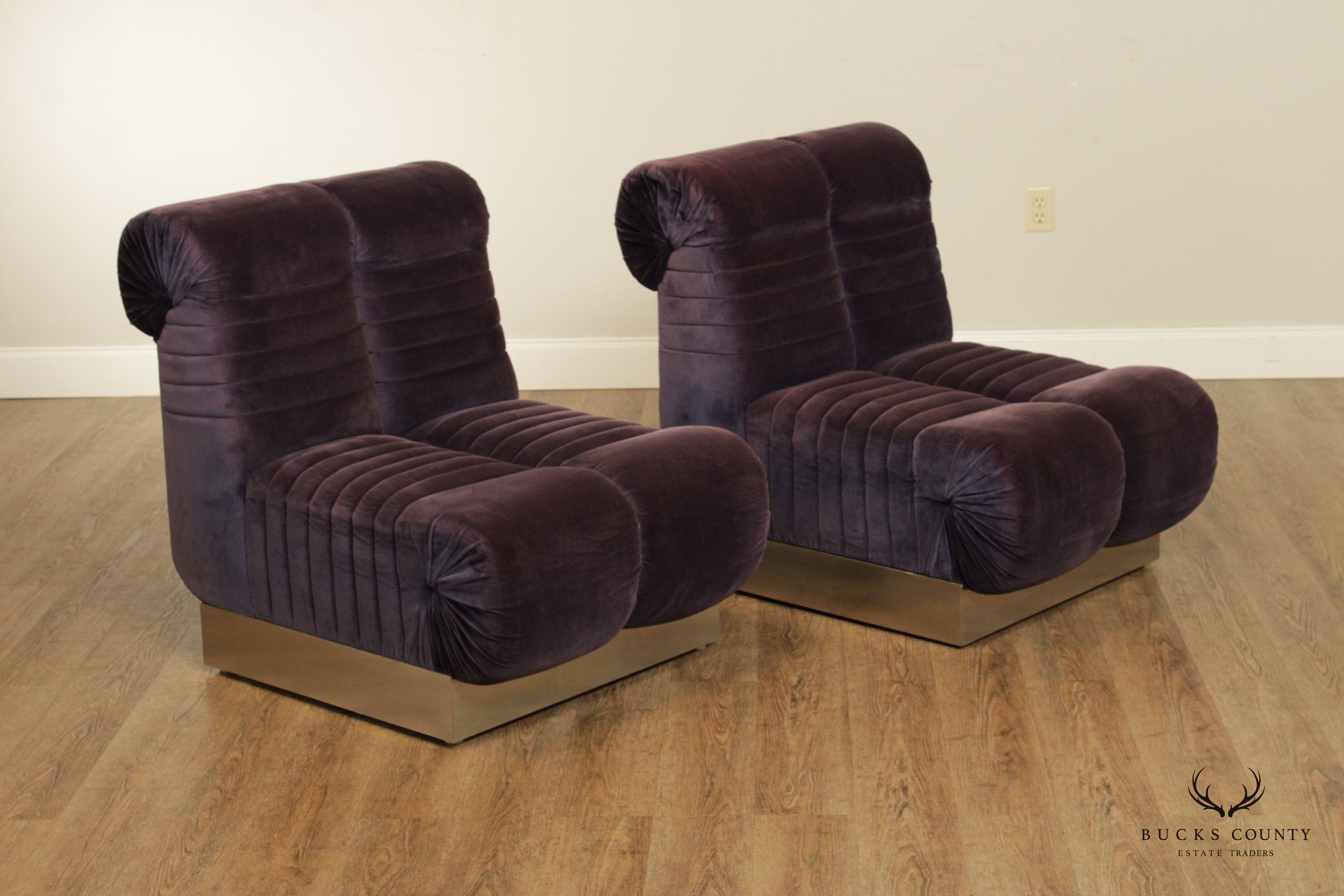 Edward Axel Roffman 1970s Modern Pair Slipper Lounge Chairs