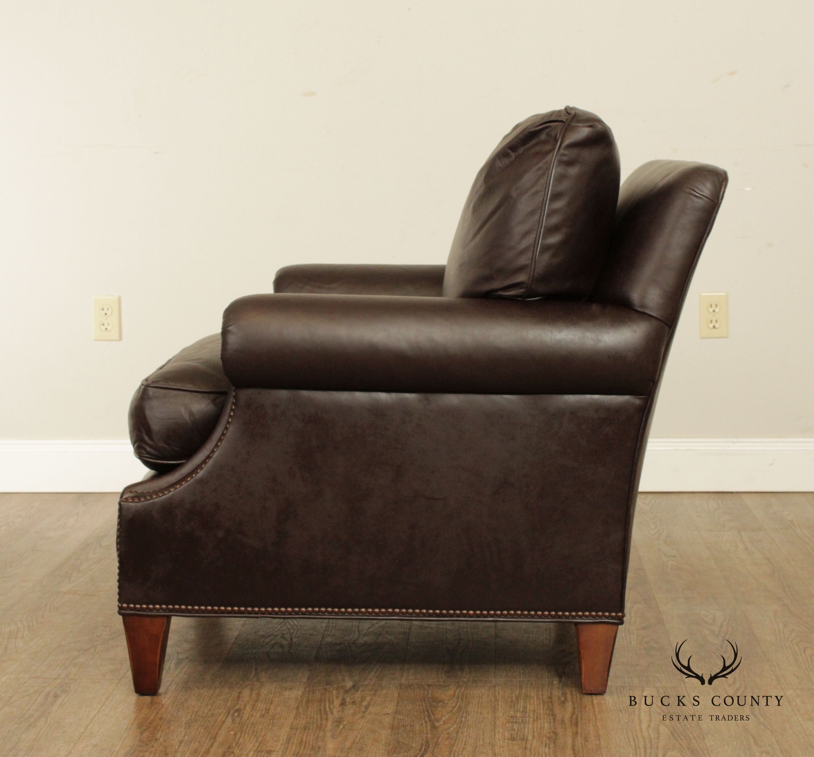 Baker Furniture Pair of Leather Lounge Chairs (C)