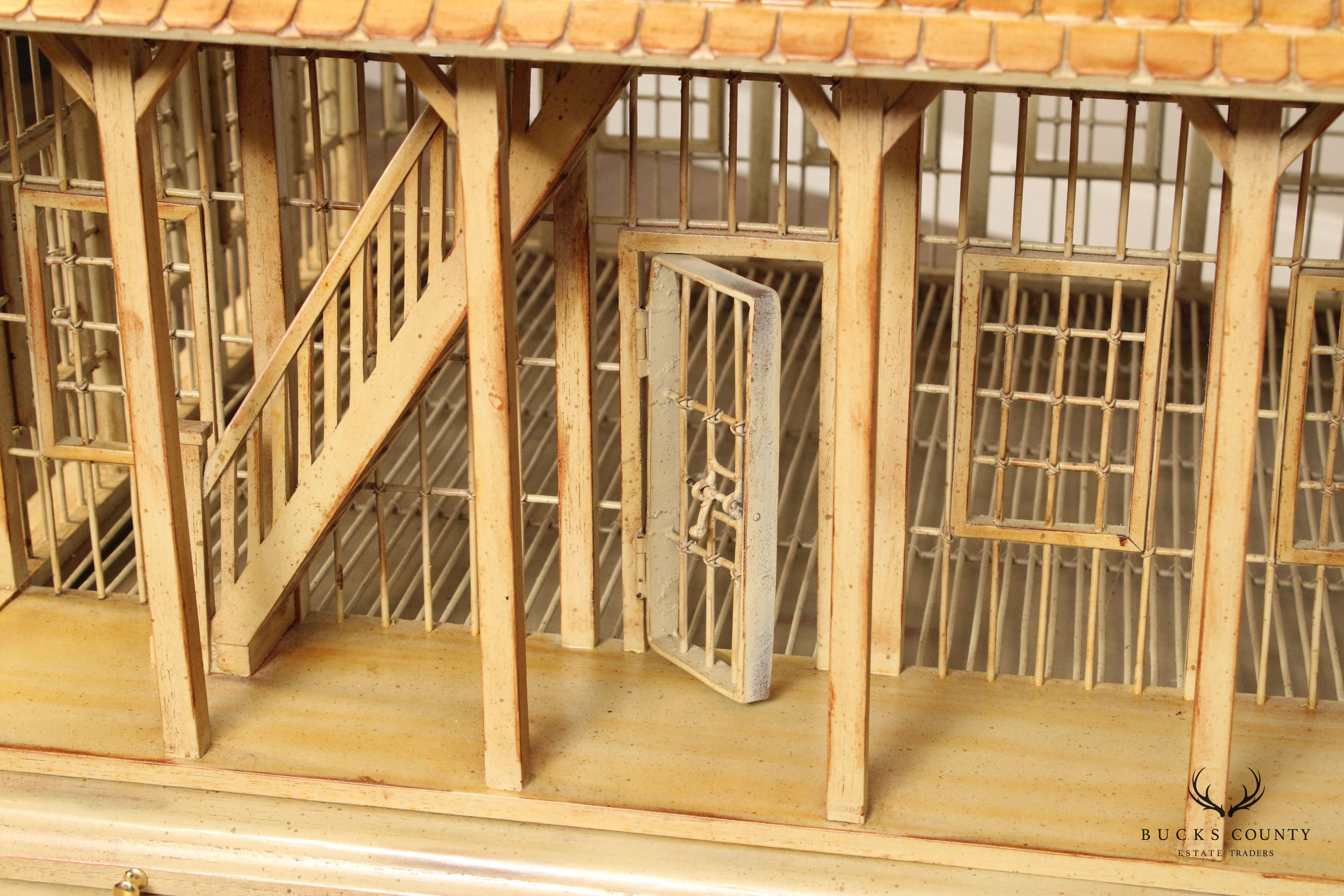 Victorian Style Two-Piece Wooden Bird House on Stand
