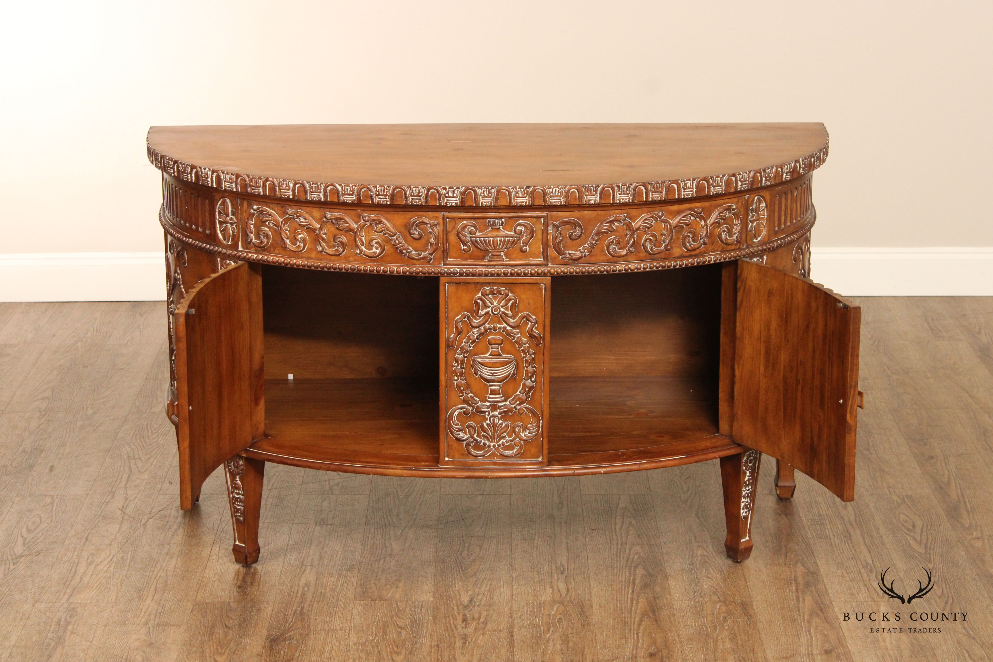 Adam Style Demilune Console Cabinet