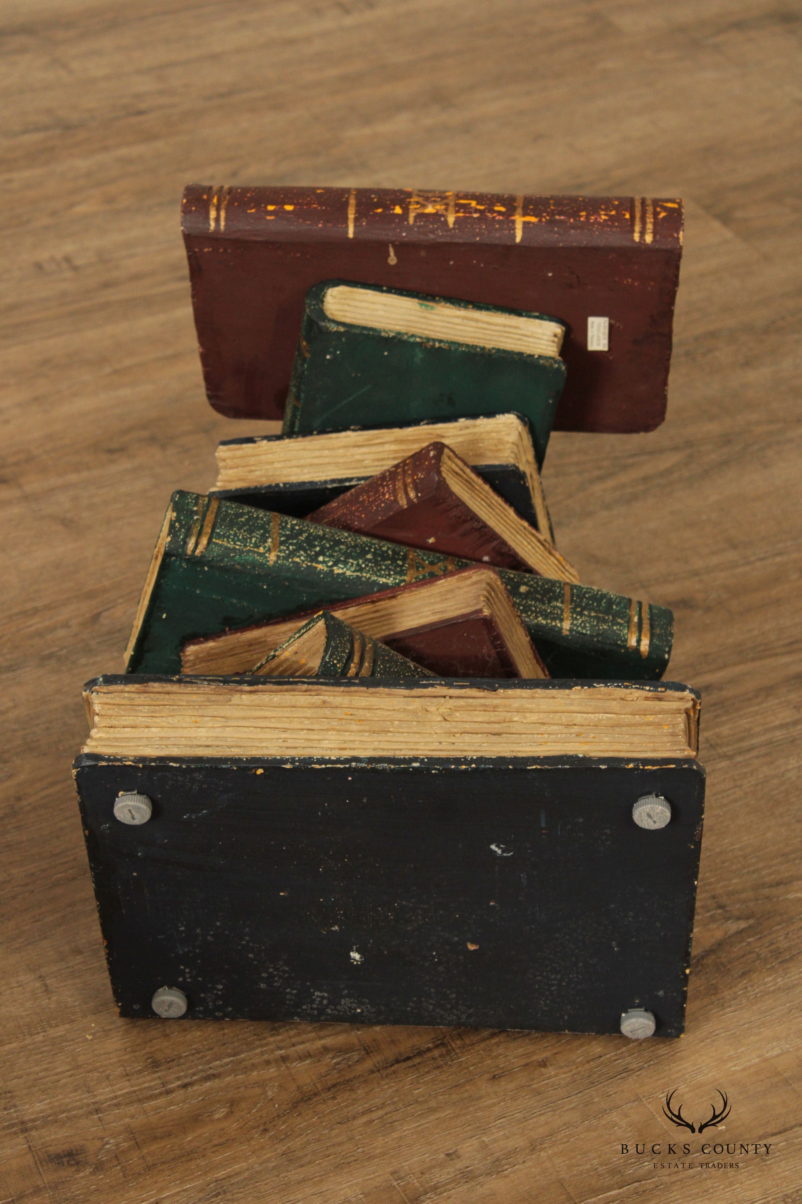 Vintage Faux Stacked Book Pair Side Tables