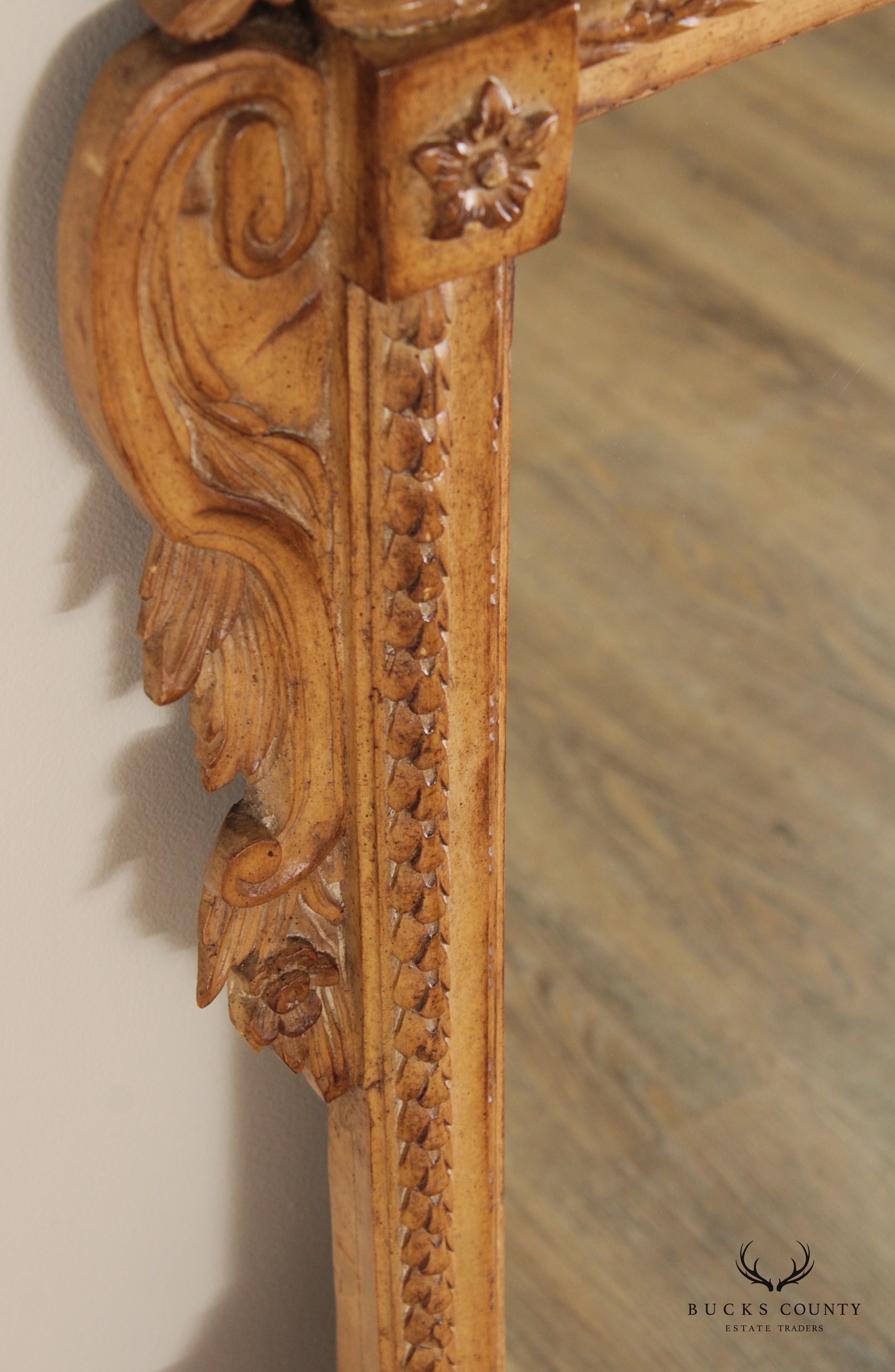 French Louis XVI Style Carved Wall Mirror