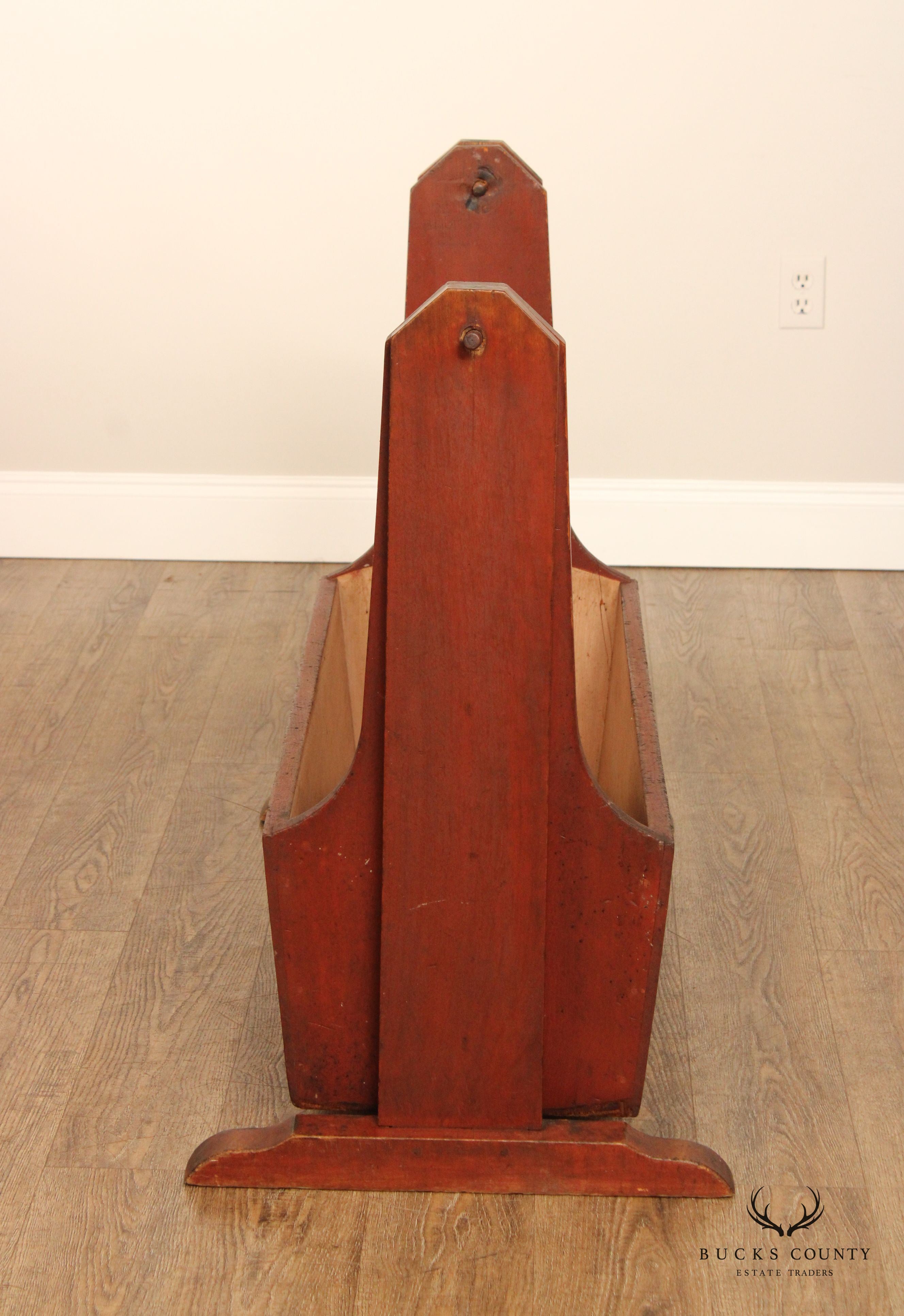 Antique American Red Painted Swing Cradle