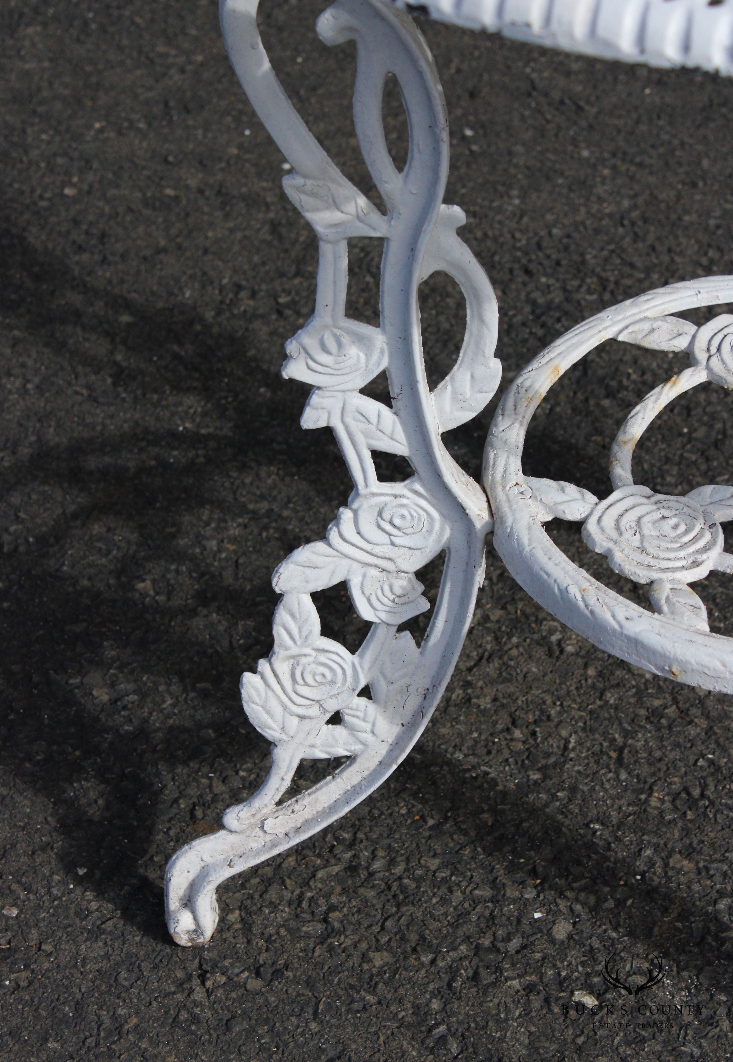 Vintage Rose Pattern Cast Iron 3-Piece Outdoor Patio Bistro Set