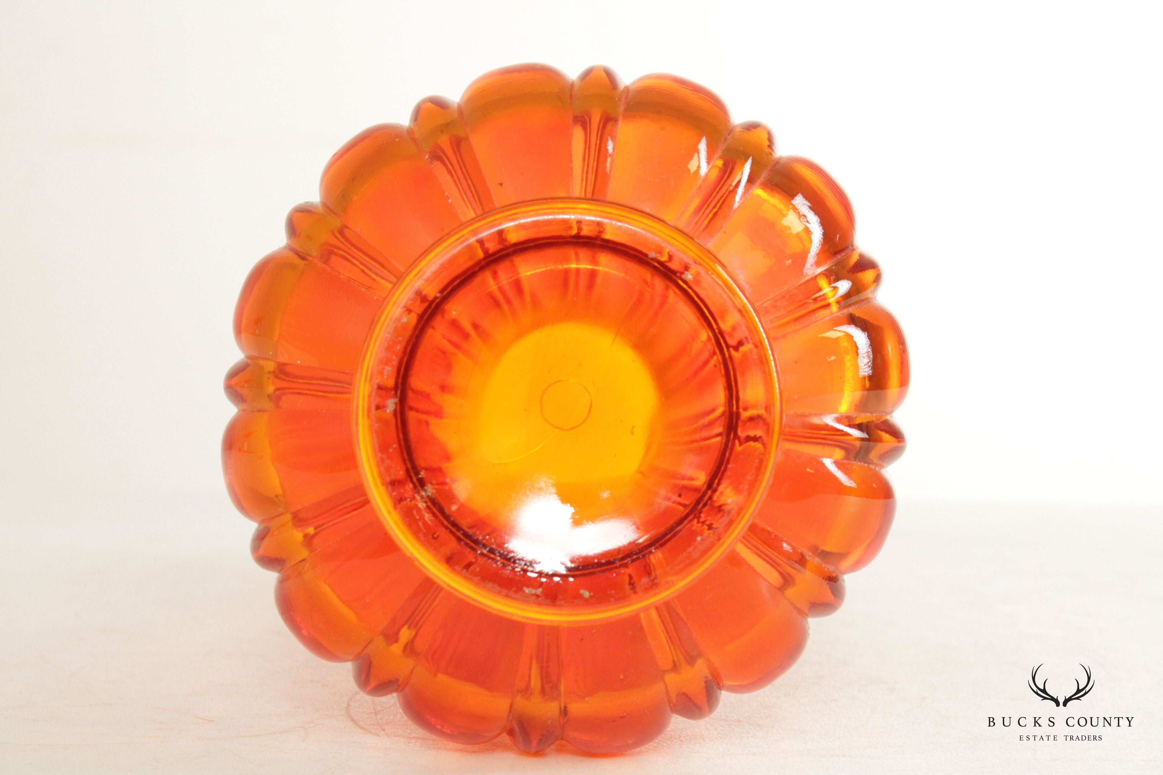 Mid Century Modern Amberina Swung Orange Glass Vase