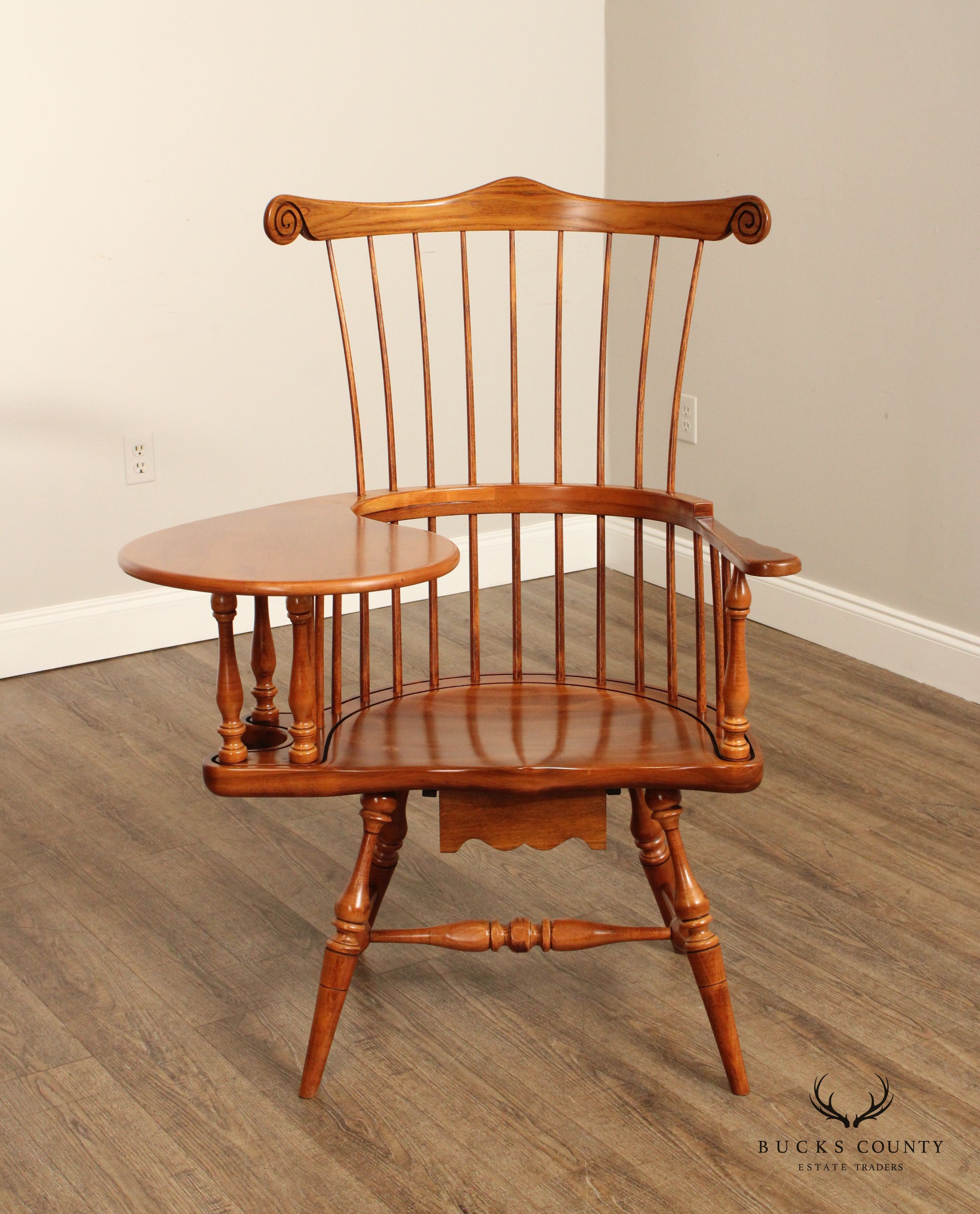 FREDERICK DUCKLOE CHERRY WINDSOR STYLE WRITING ARMCHAIR
