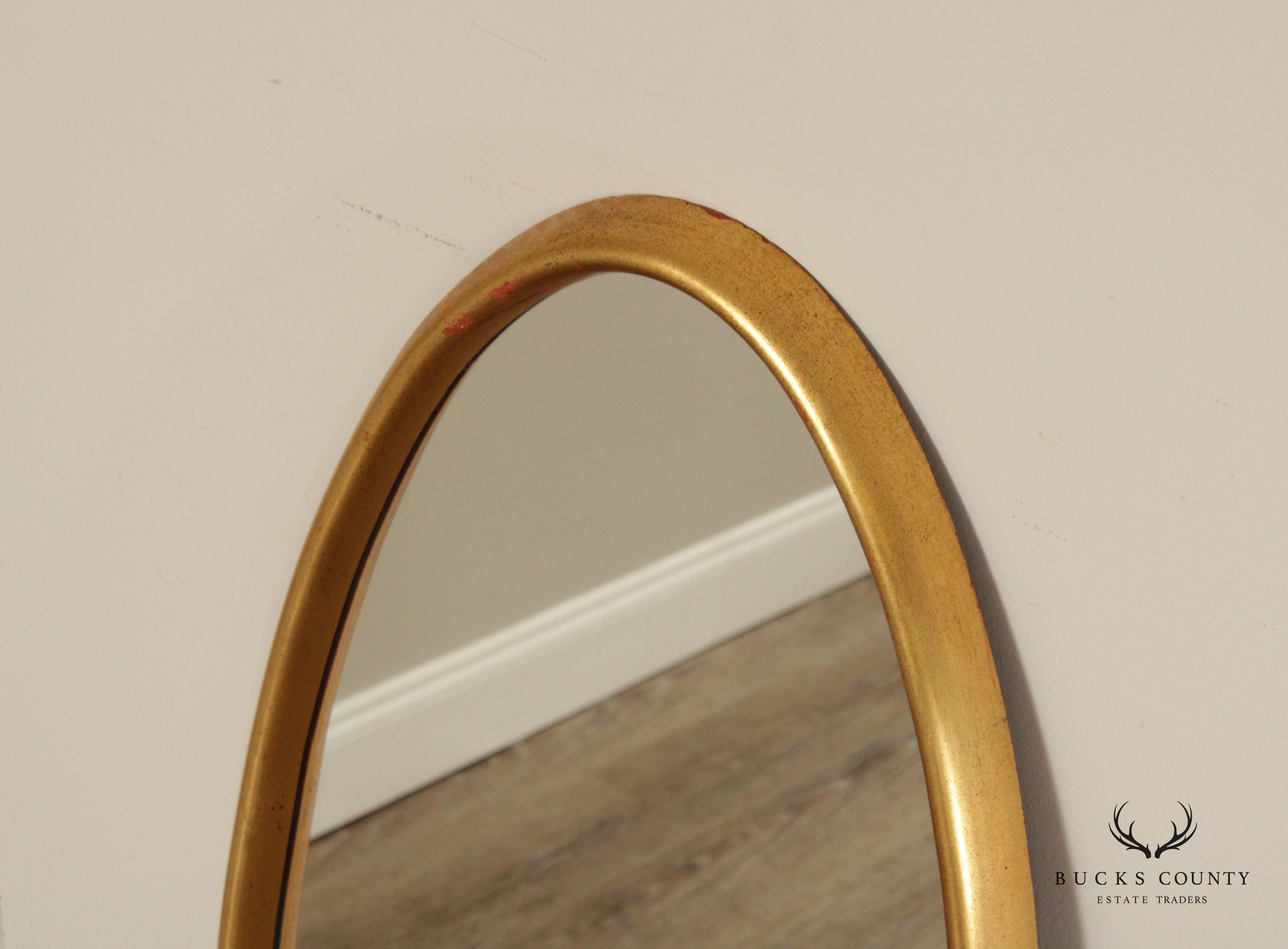 Mid Century Modern Giltwood Oval Wall Mirror