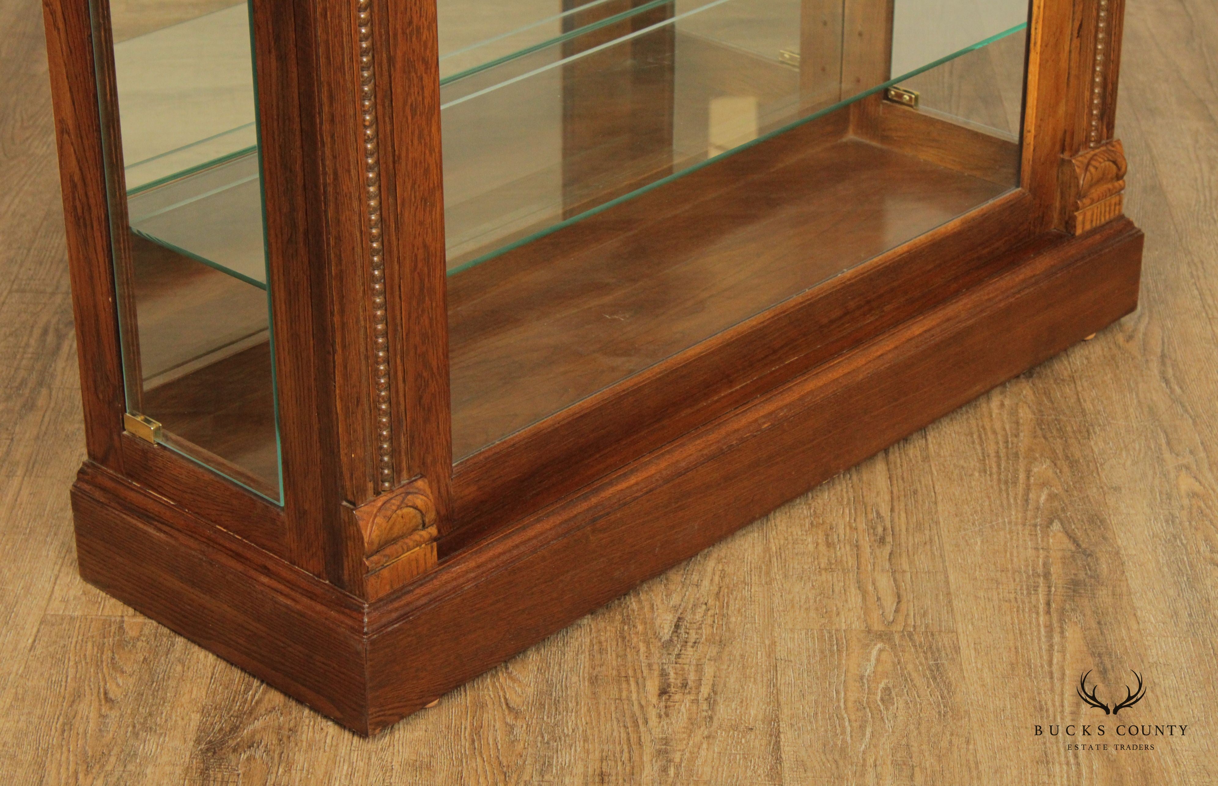 Pulaski Furniture Greek Revival Style Carved Oak Illuminated Display Cabinet