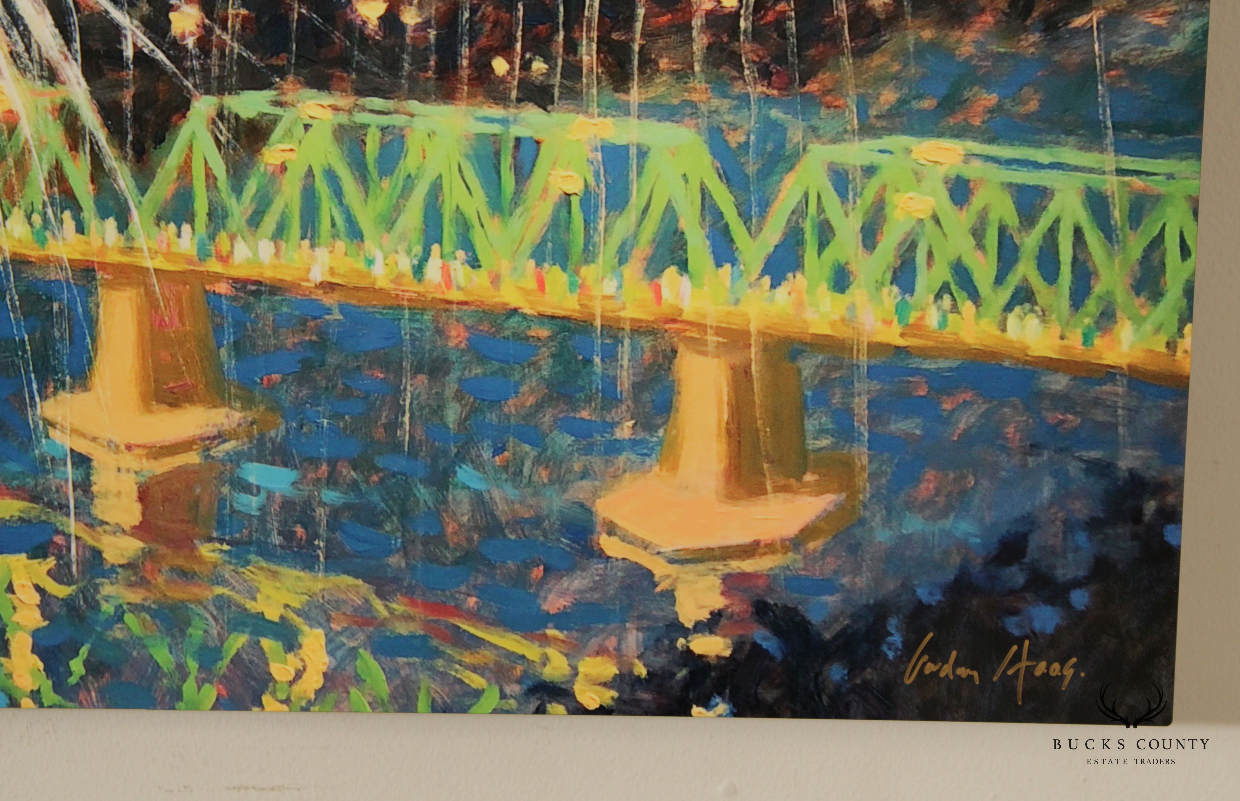 Gordon Hass 'Friday Night Fireworks' Original Oil Painting