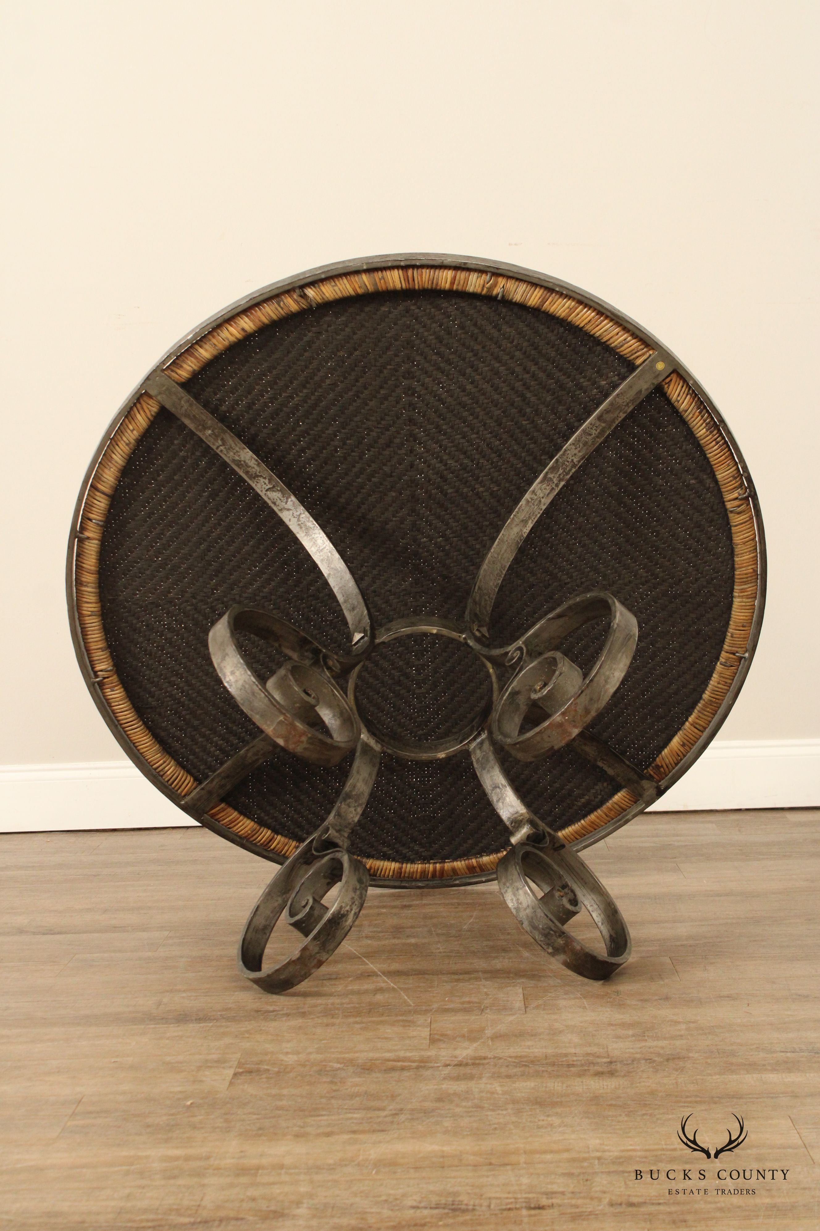 Biedermeier Style Forged Iron Base Round Dining Table