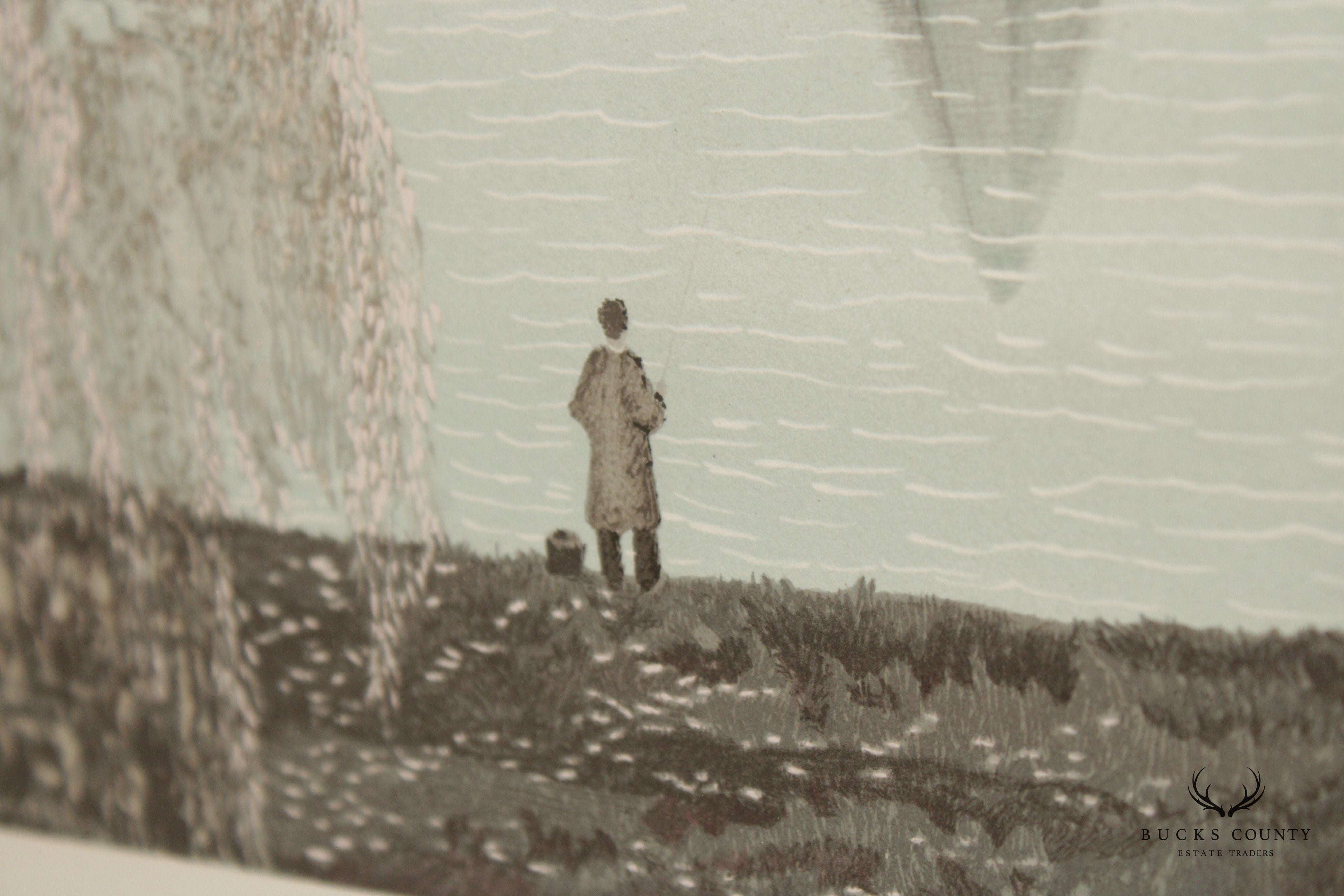 Michel Delacroix 'L'abbaye de Paray le Monial' Lithograph Print, Custom Framed