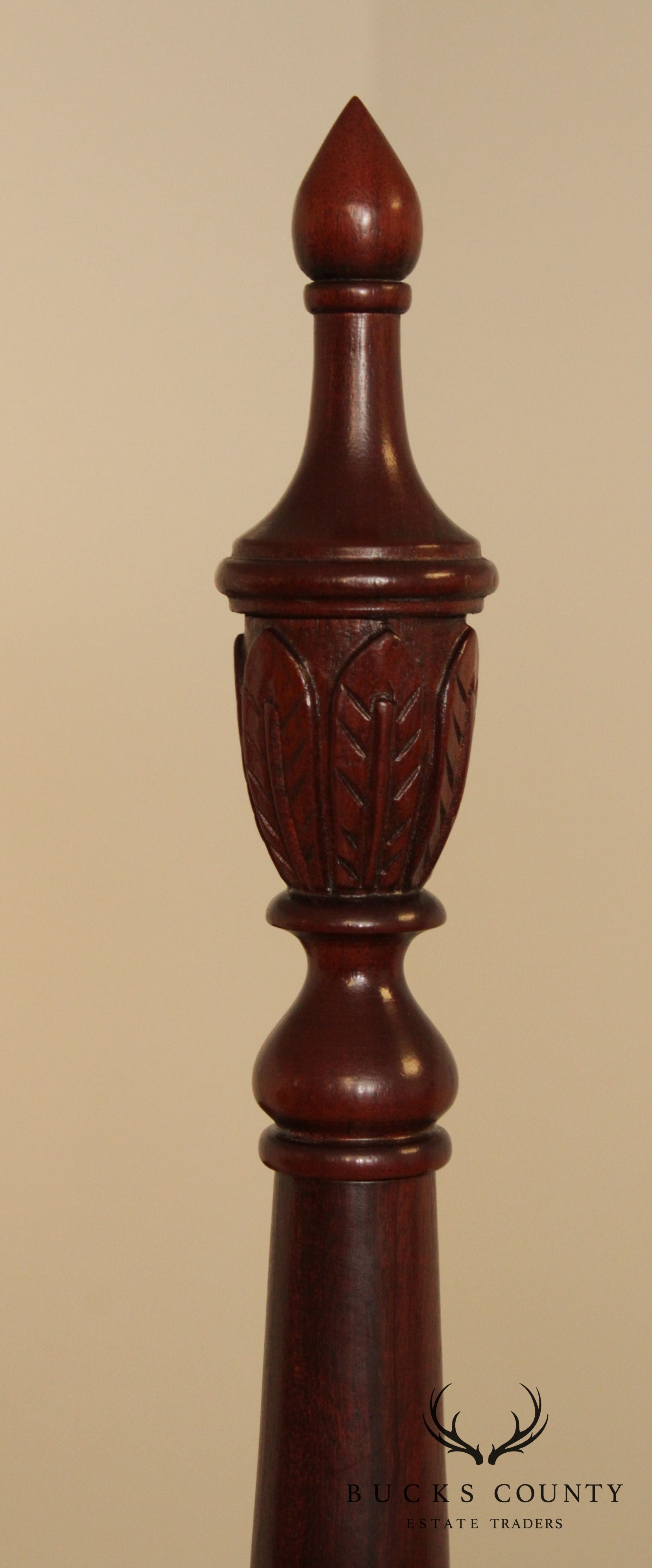 Link Taylor Solid Mahogany Queen Size Rice Carved Poster Bed