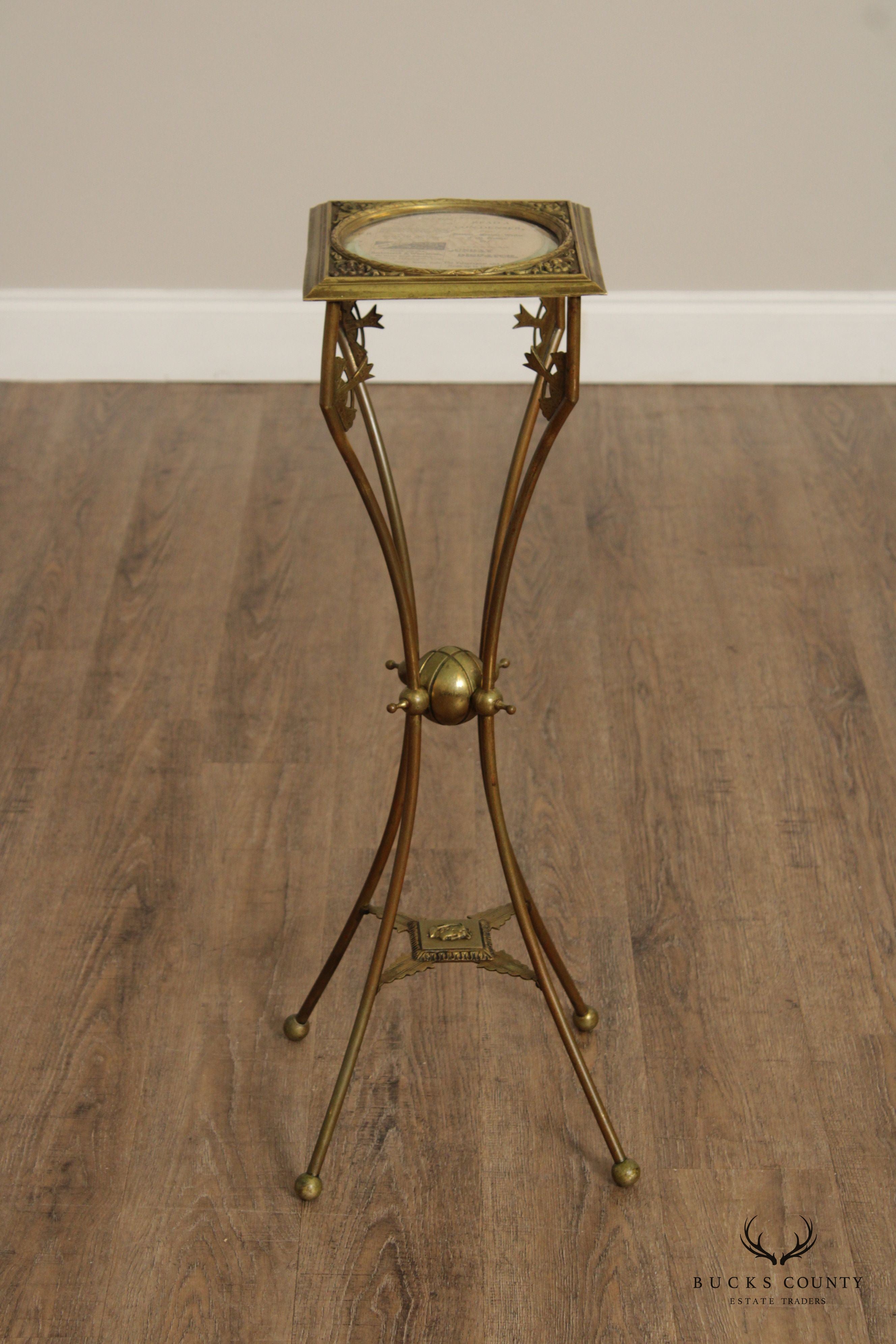 Antique Victorian Brass Pedestal Plant Stand
